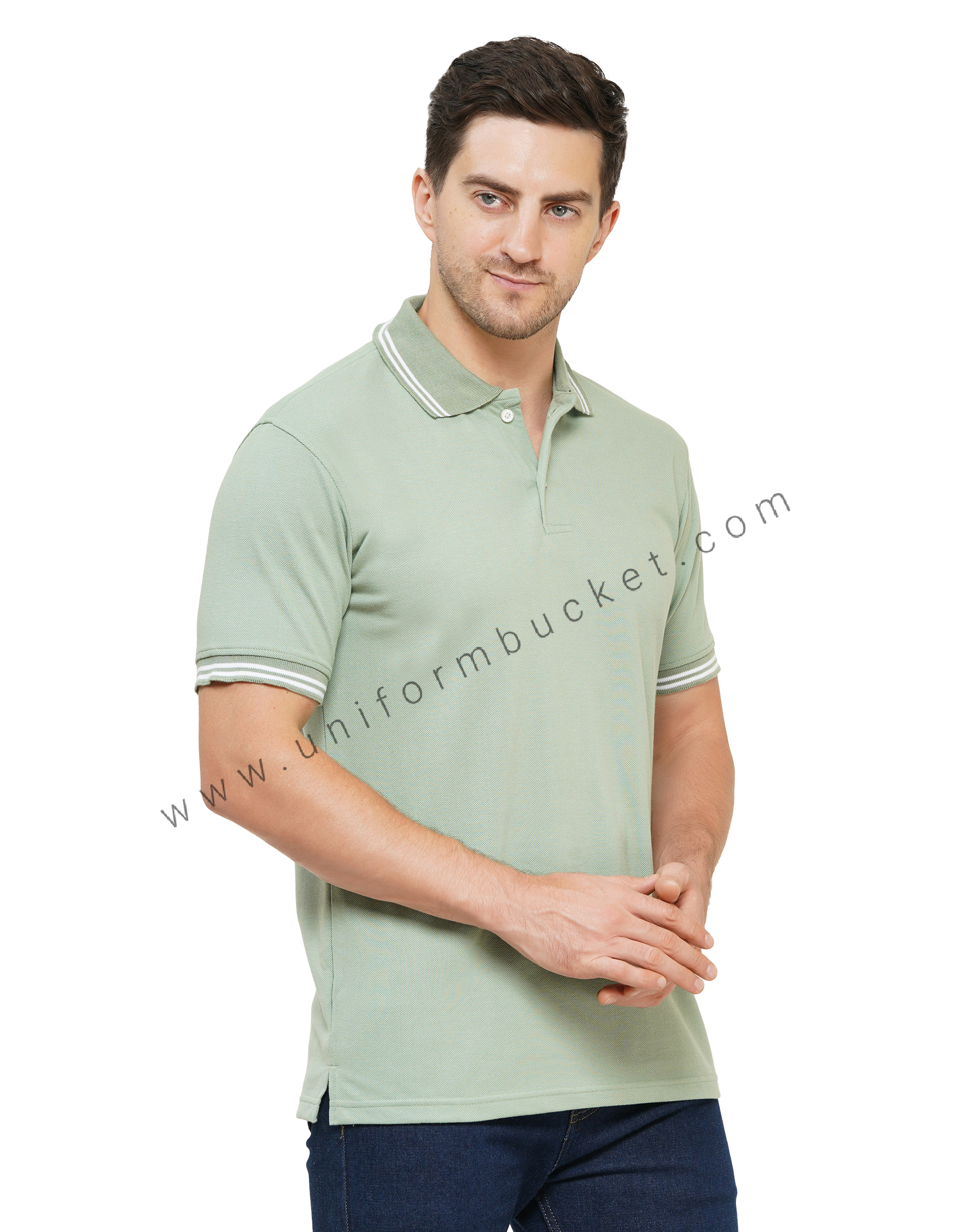 PISTA GREEN T-SHIRT WITH WHITE TIPPING thumbnail 3