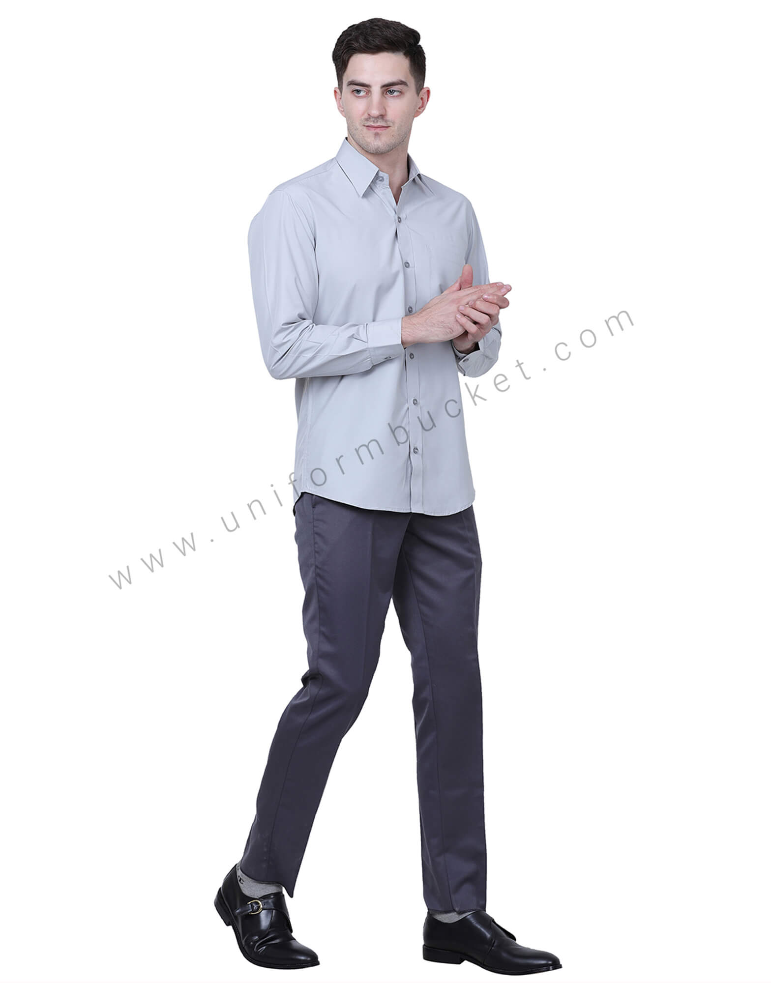 Plain Grey Formal Trousers thumbnail 3