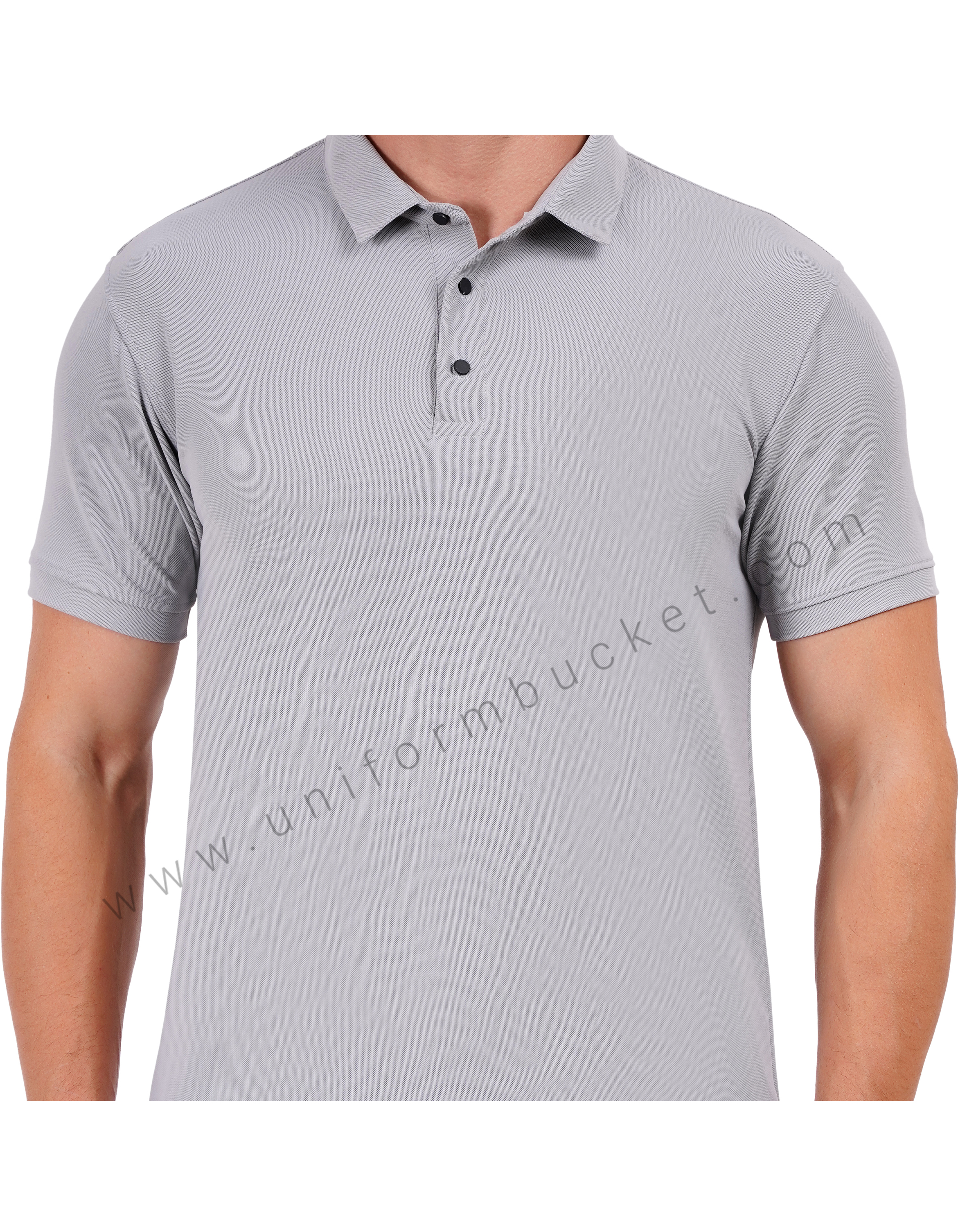 Plain Light Grey Polo T-shirt thumbnail 3
