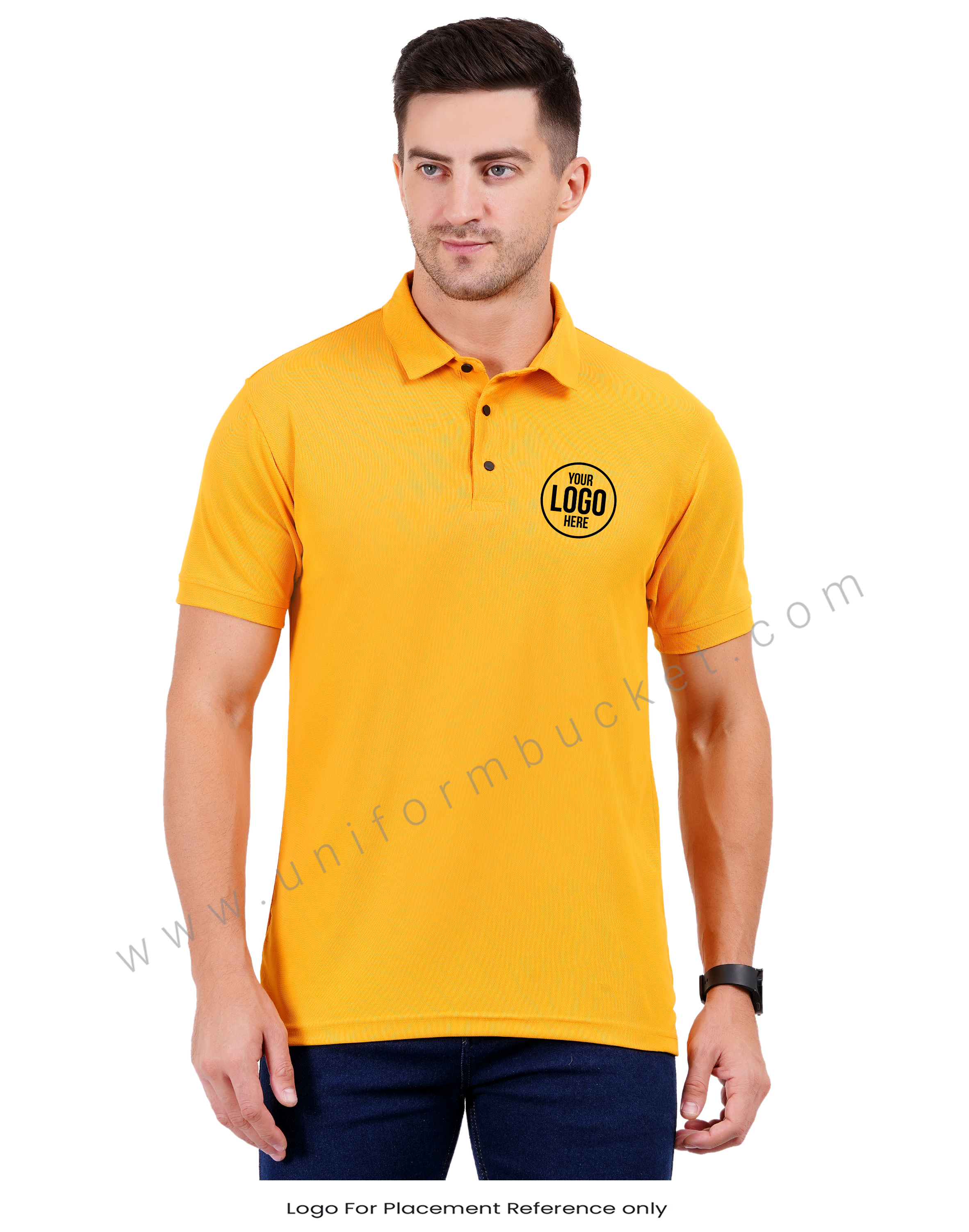 Plain Mustard Yellow Polo T-shirt view 1
