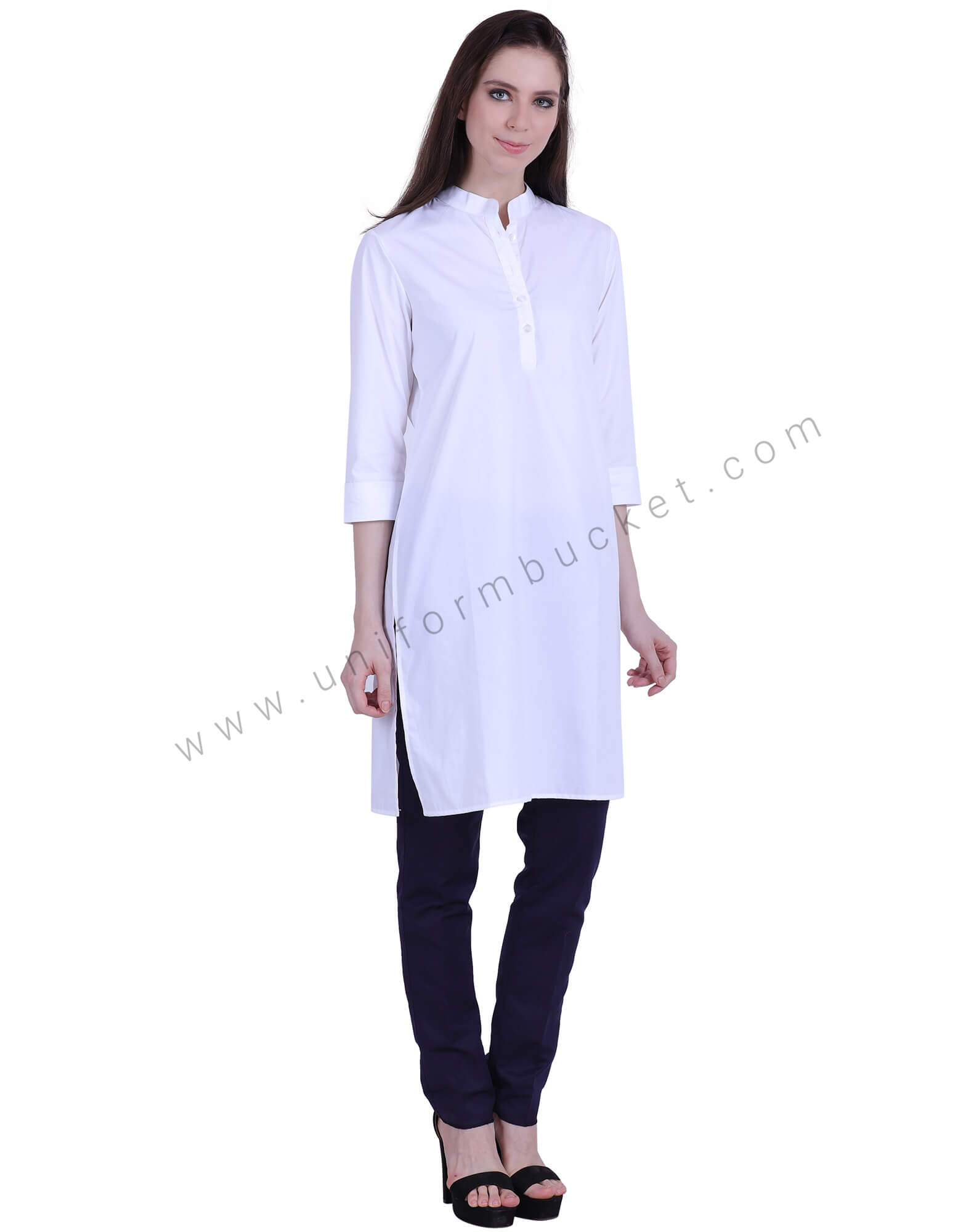 Plain White Formal Kurti thumbnail 2