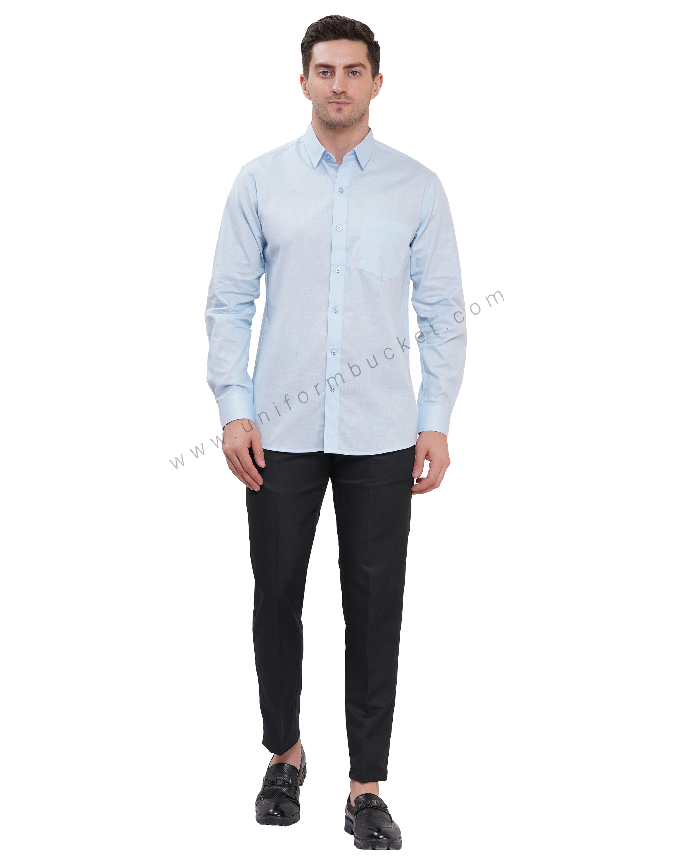 Premium Sky Blue  Cotton Linen Shirts In Full Sleeves thumbnail 2