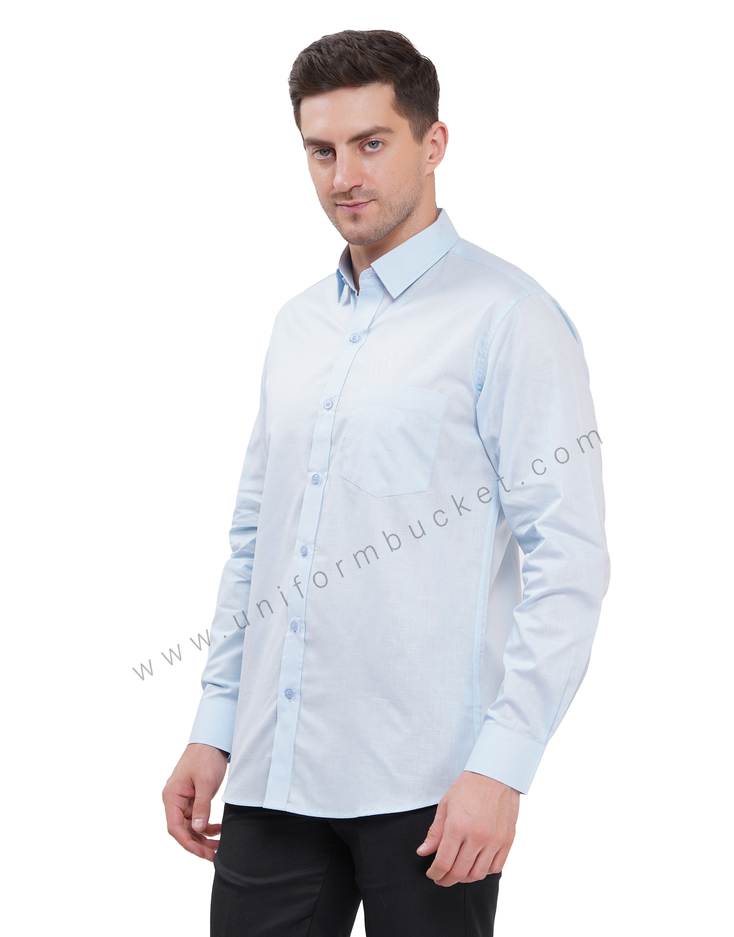 Premium Sky Blue  Cotton Linen Shirts In Full Sleeves thumbnail 3