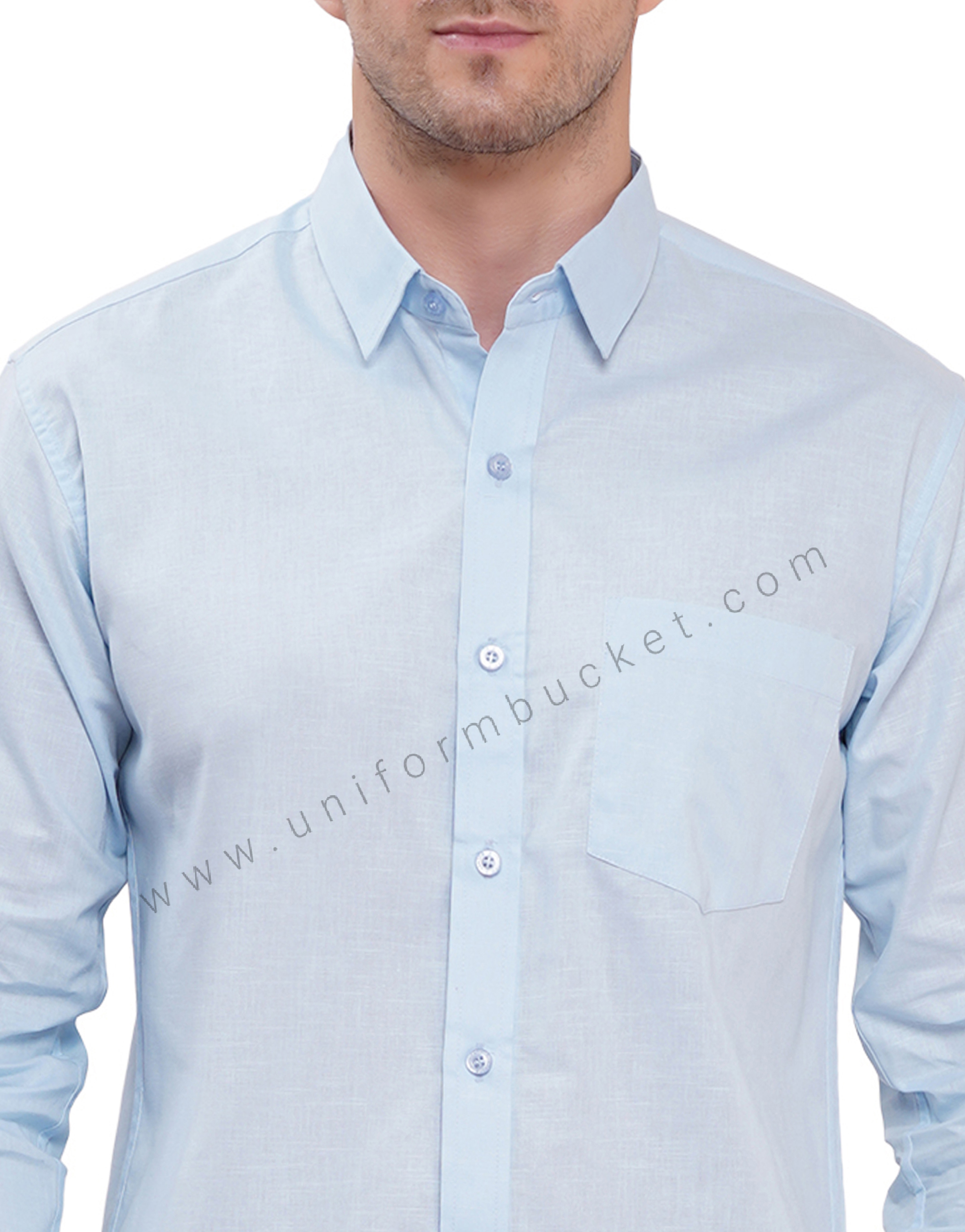 Premium Sky Blue  Cotton Linen Shirts In Full Sleeves thumbnail 6