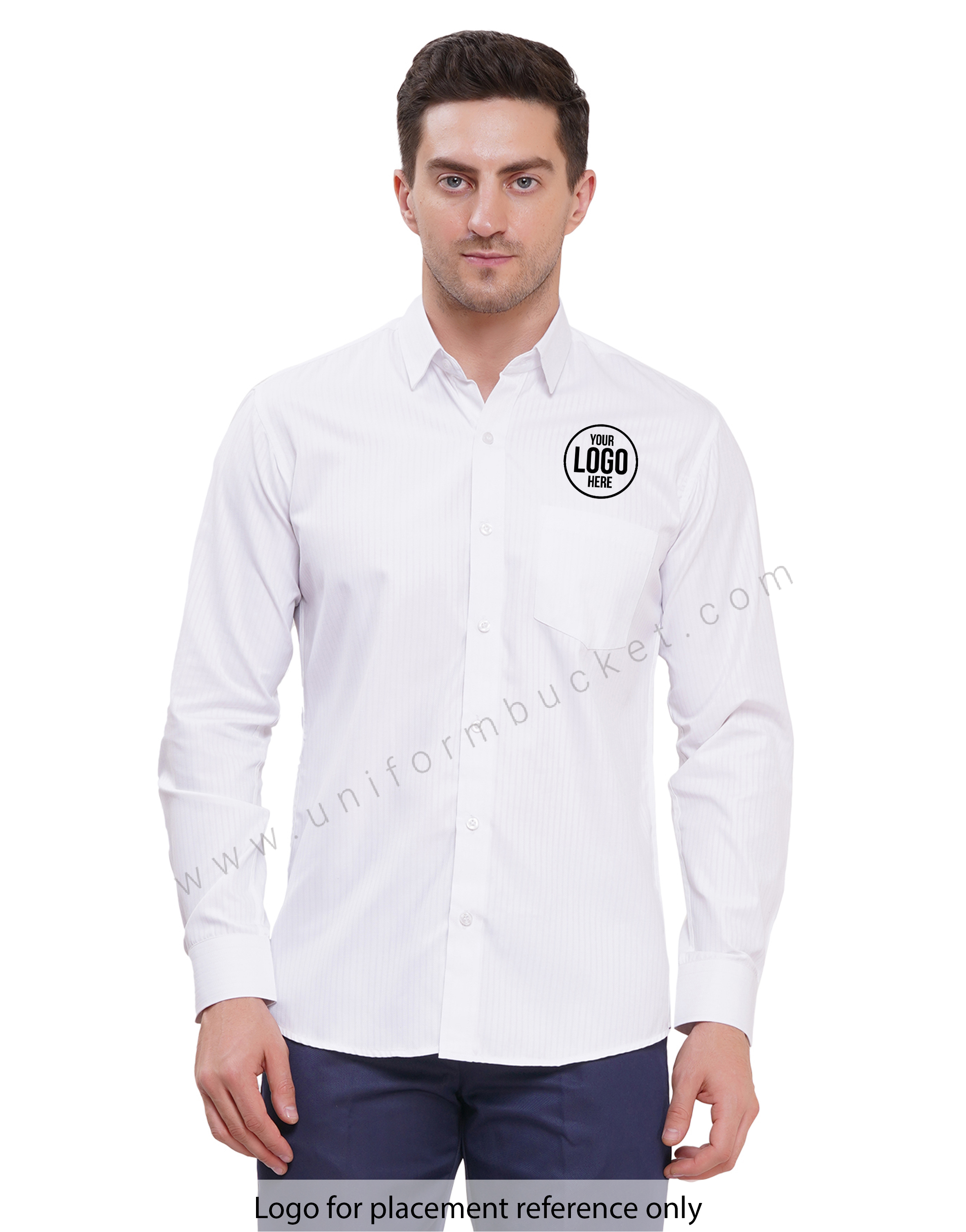 premium white shirt with full sleeve with pocket view 1