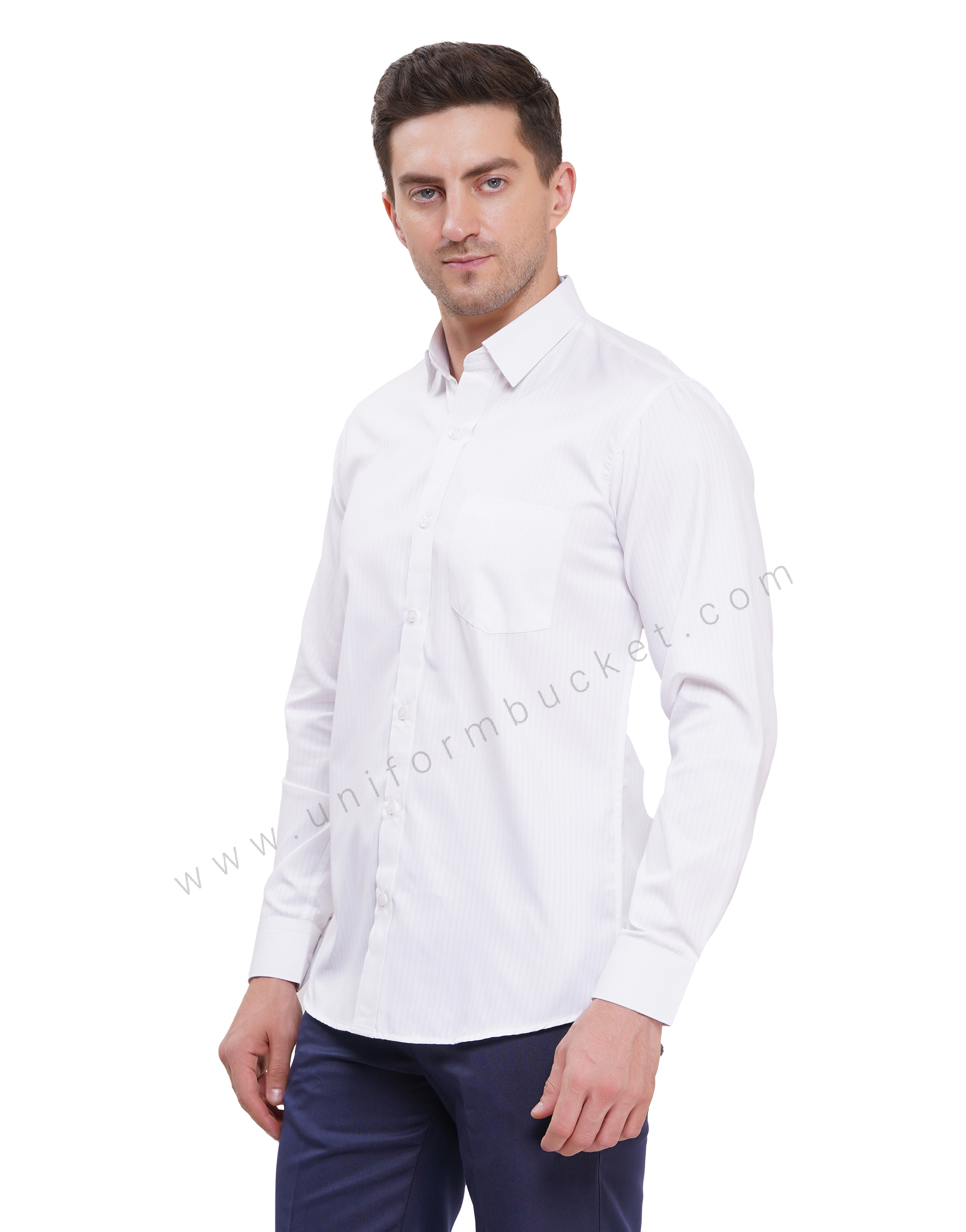 premium white shirt with full sleeve with pocket thumbnail 3