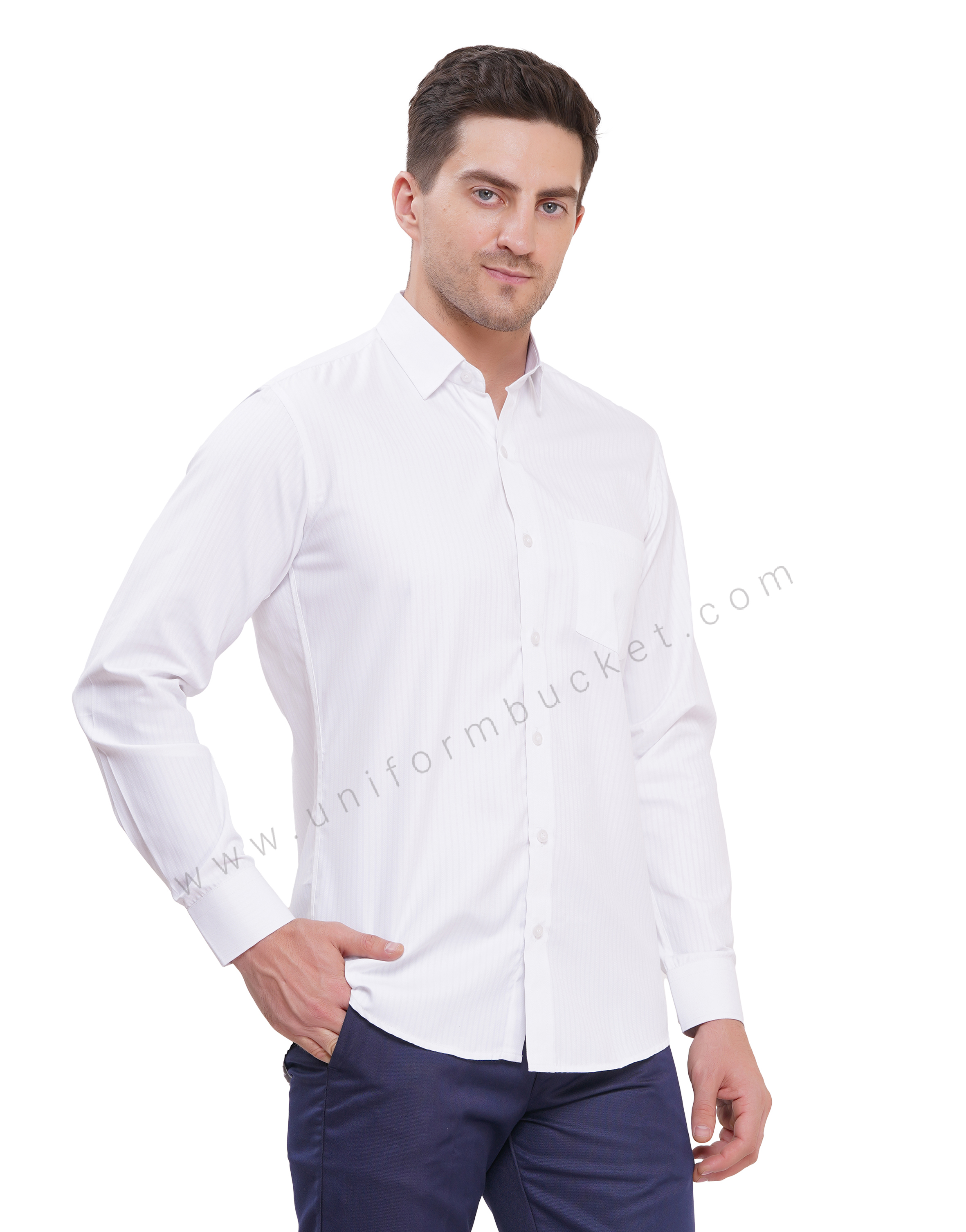 premium white shirt with full sleeve with pocket thumbnail 4