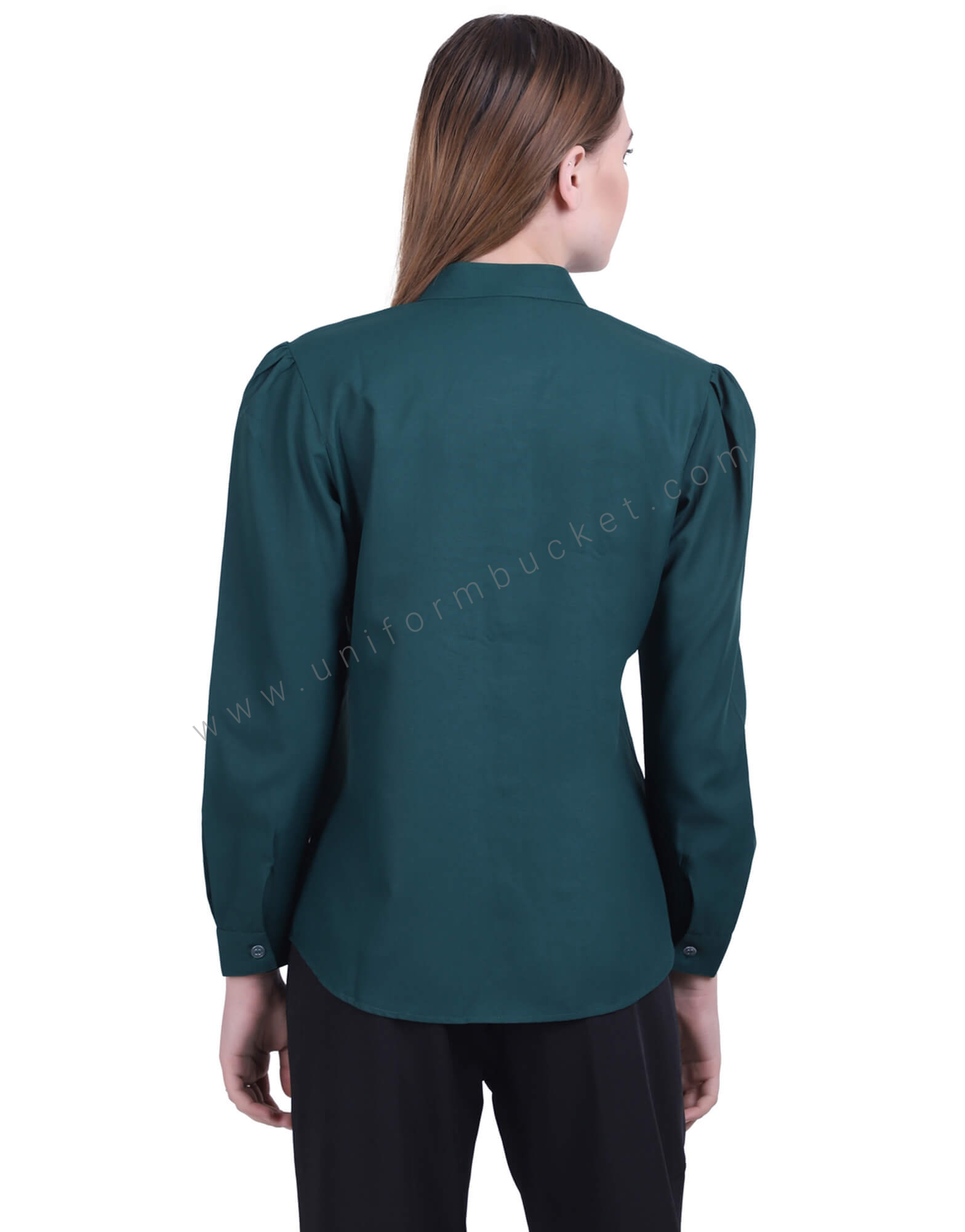 Bottle Green Formal Shirt With Ruffles thumbnail 4