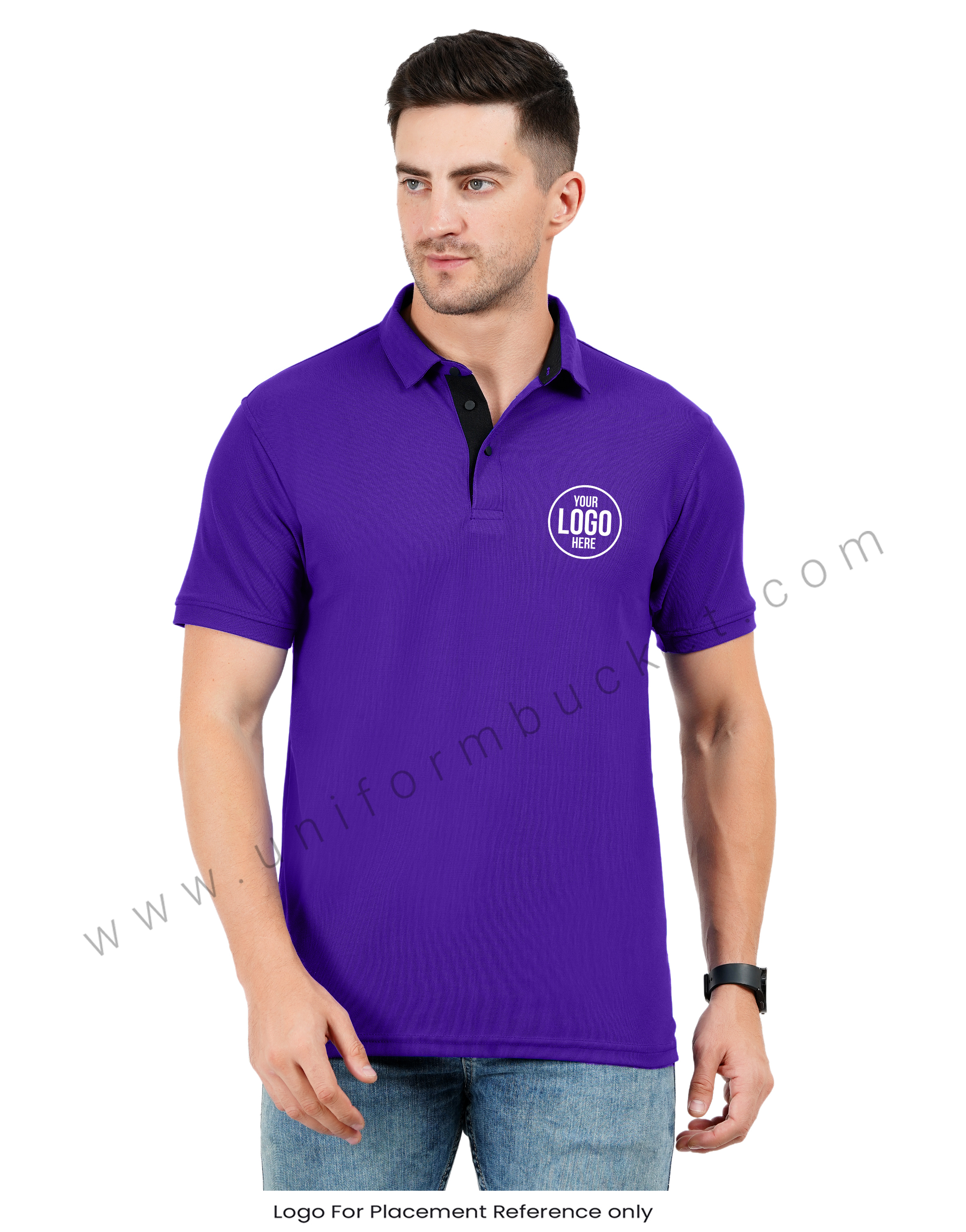 Purple polo T-shirt with Black trim view 1