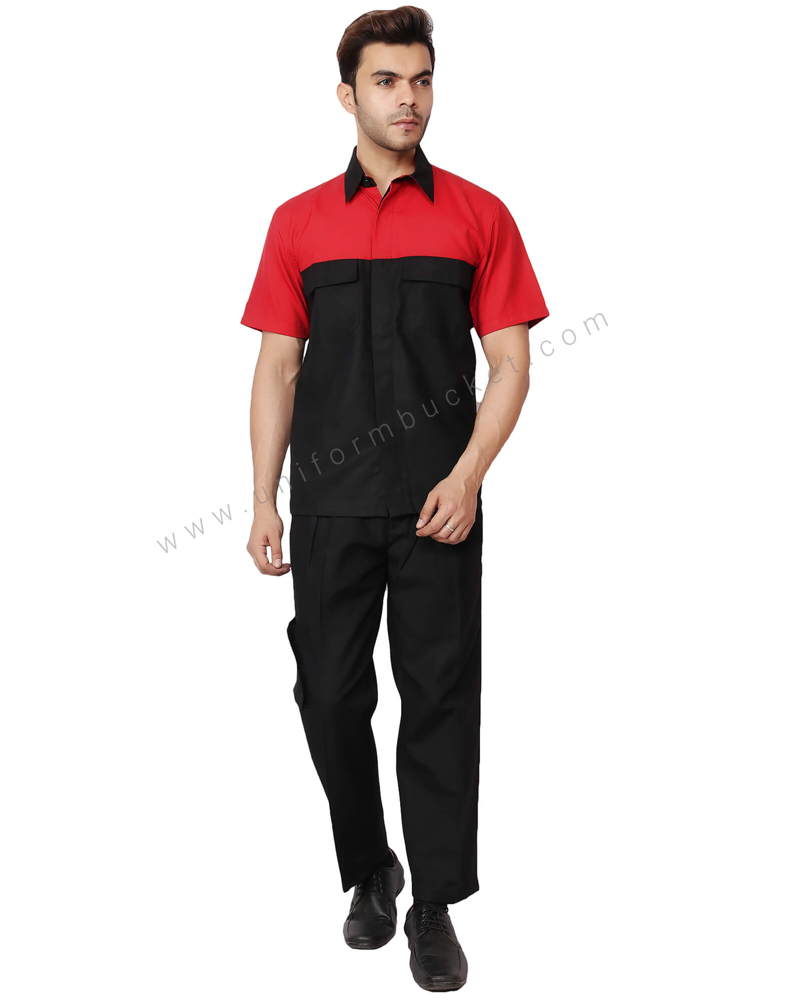 Red And Black Stylish Work Wear Shirt view 1