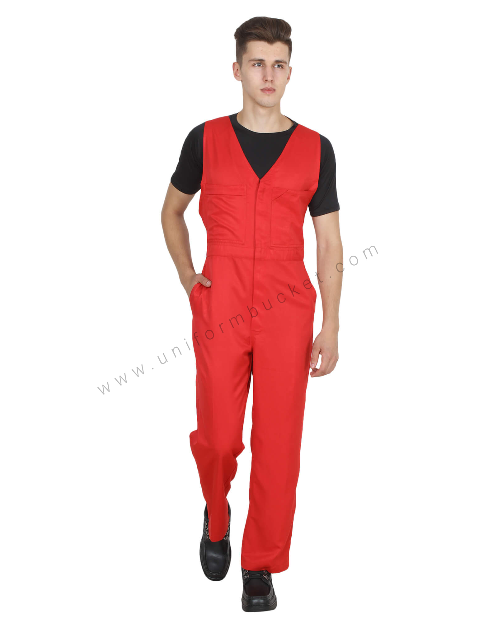 V-Neck Red Bib Overall view 1