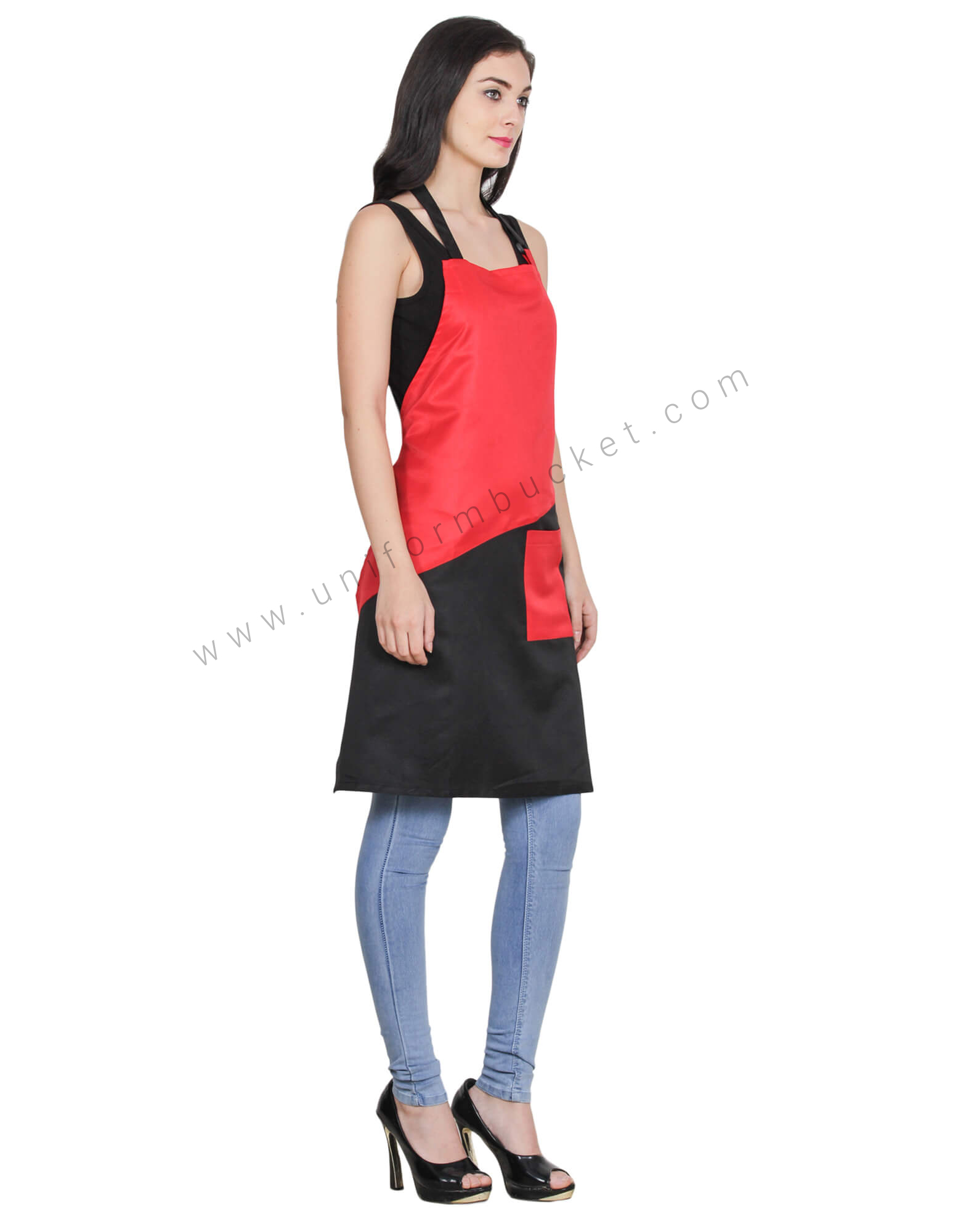 Double Tone Bib Apron With Side Patch Pocket thumbnail 2