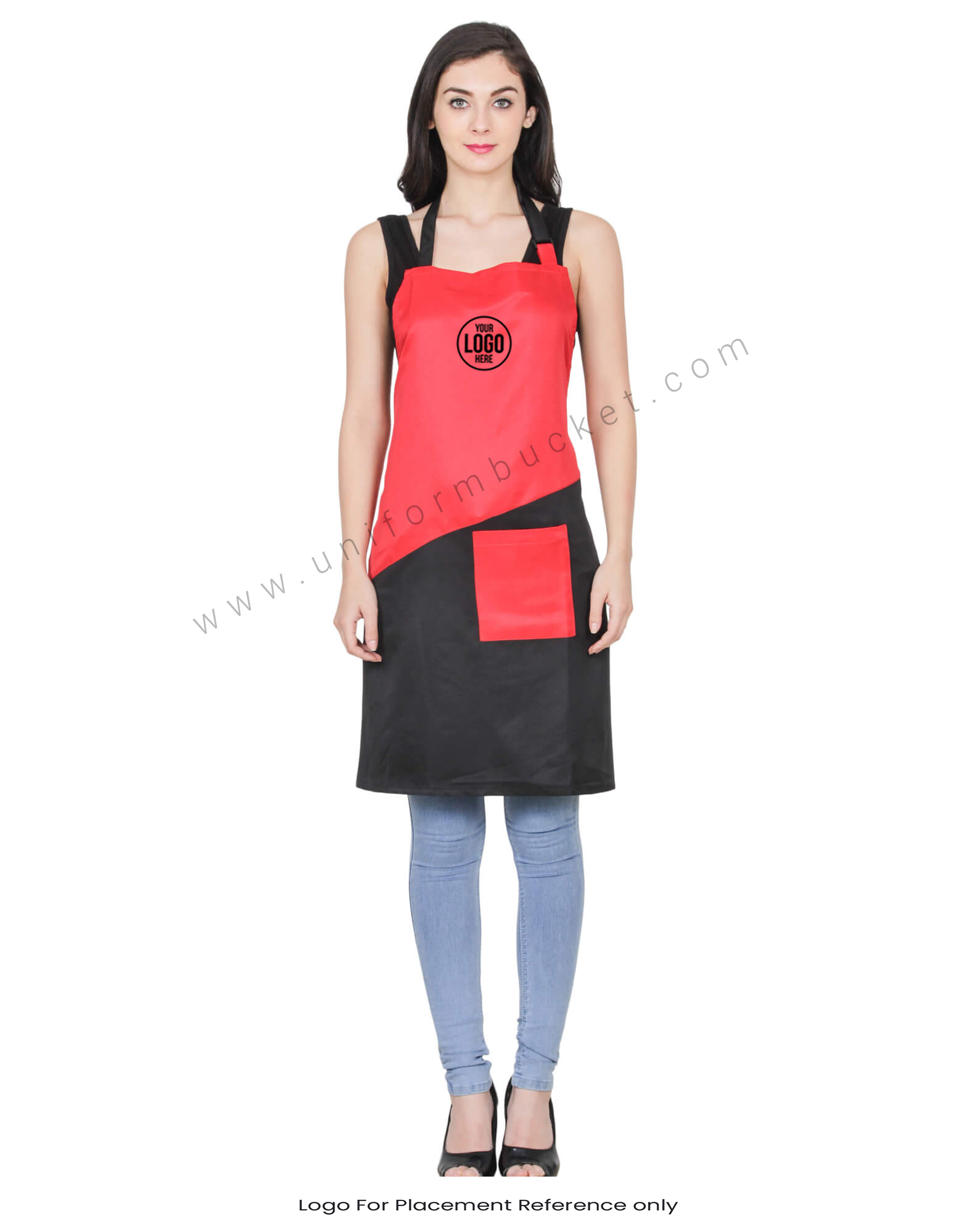 Double Tone Bib Apron With Side Patch Pocket thumbnail 4