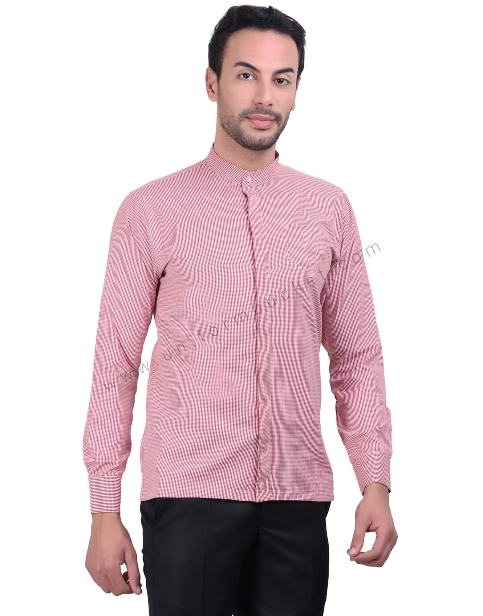 Shepherd Check Band Collar Shirt view 1