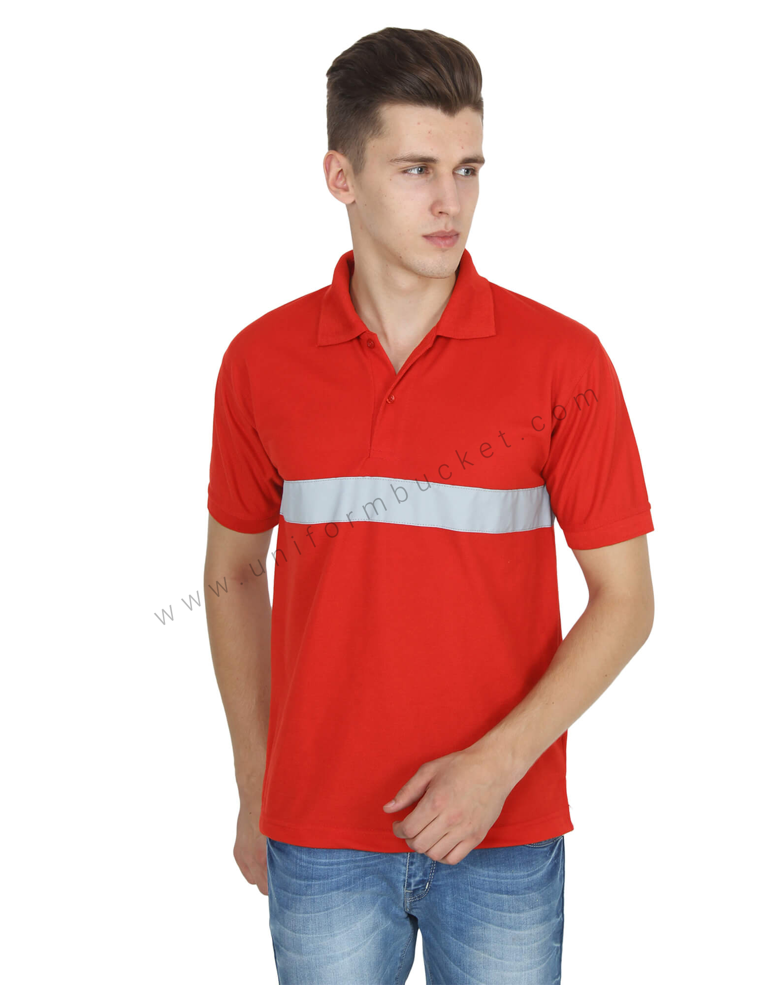 Red Hi- Visibility Polo T- Shirt view 1