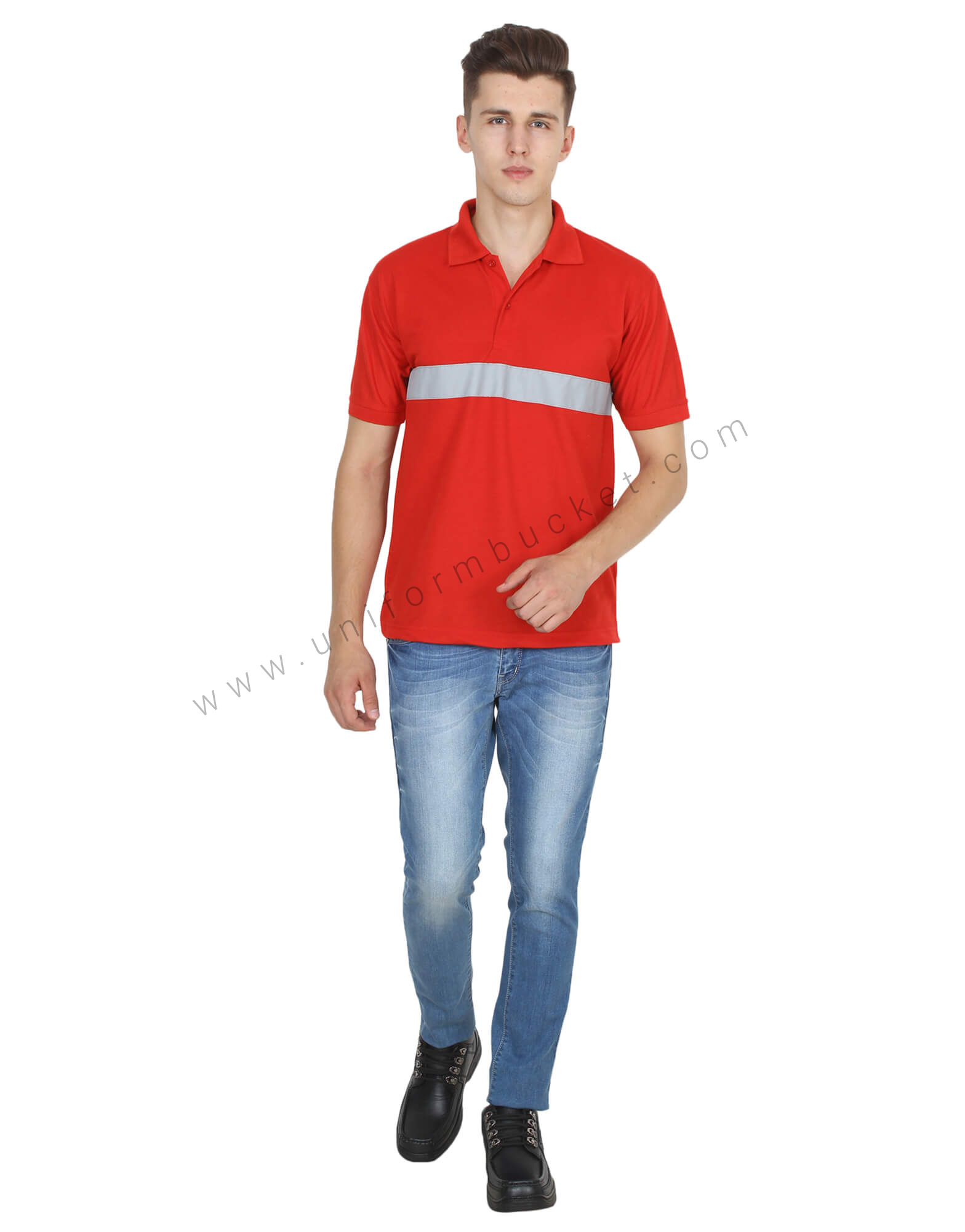Red Hi- Visibility Polo T- Shirt thumbnail 3