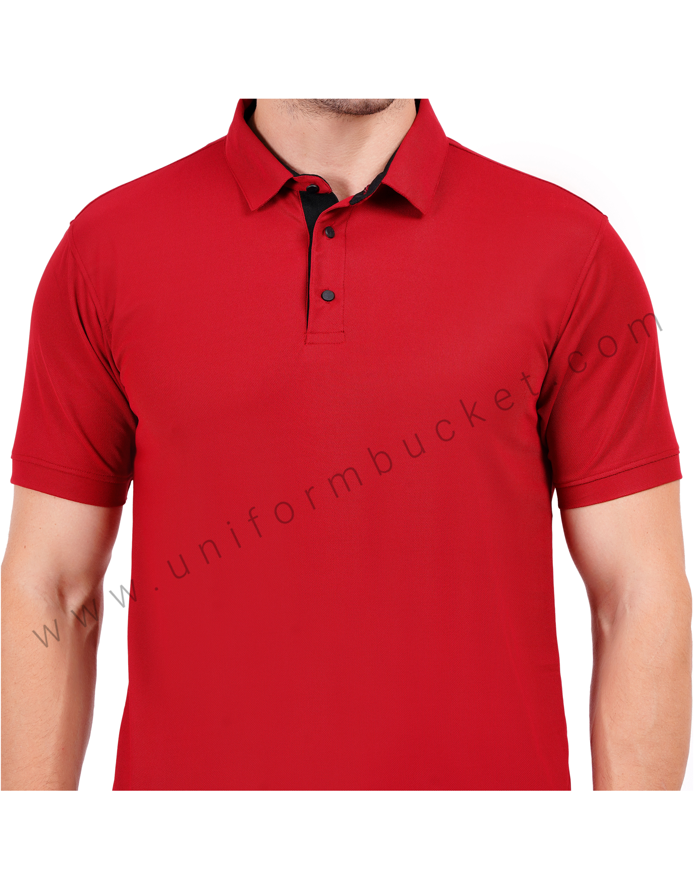 Red polo T-shirt with black detailing thumbnail 2