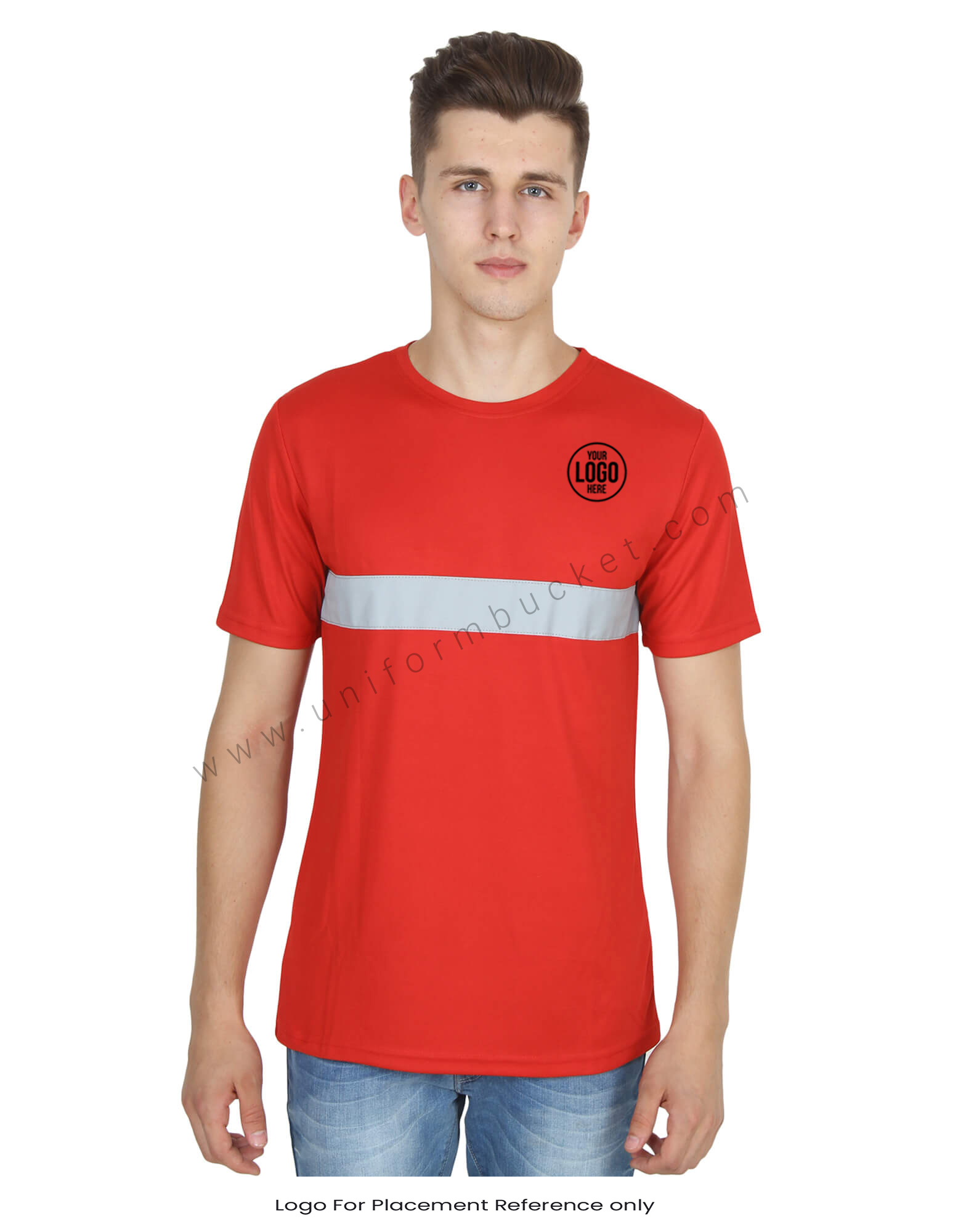 Red Round Neck Hi- Visibility T- Shirt view 5