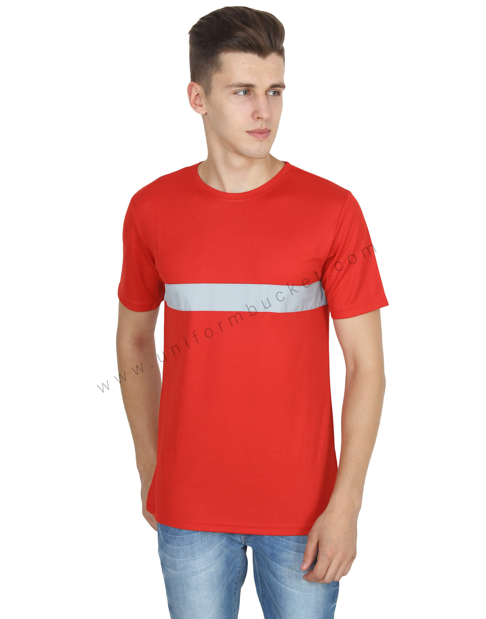 Red Round Neck Hi- Visibility T- Shirt view 2