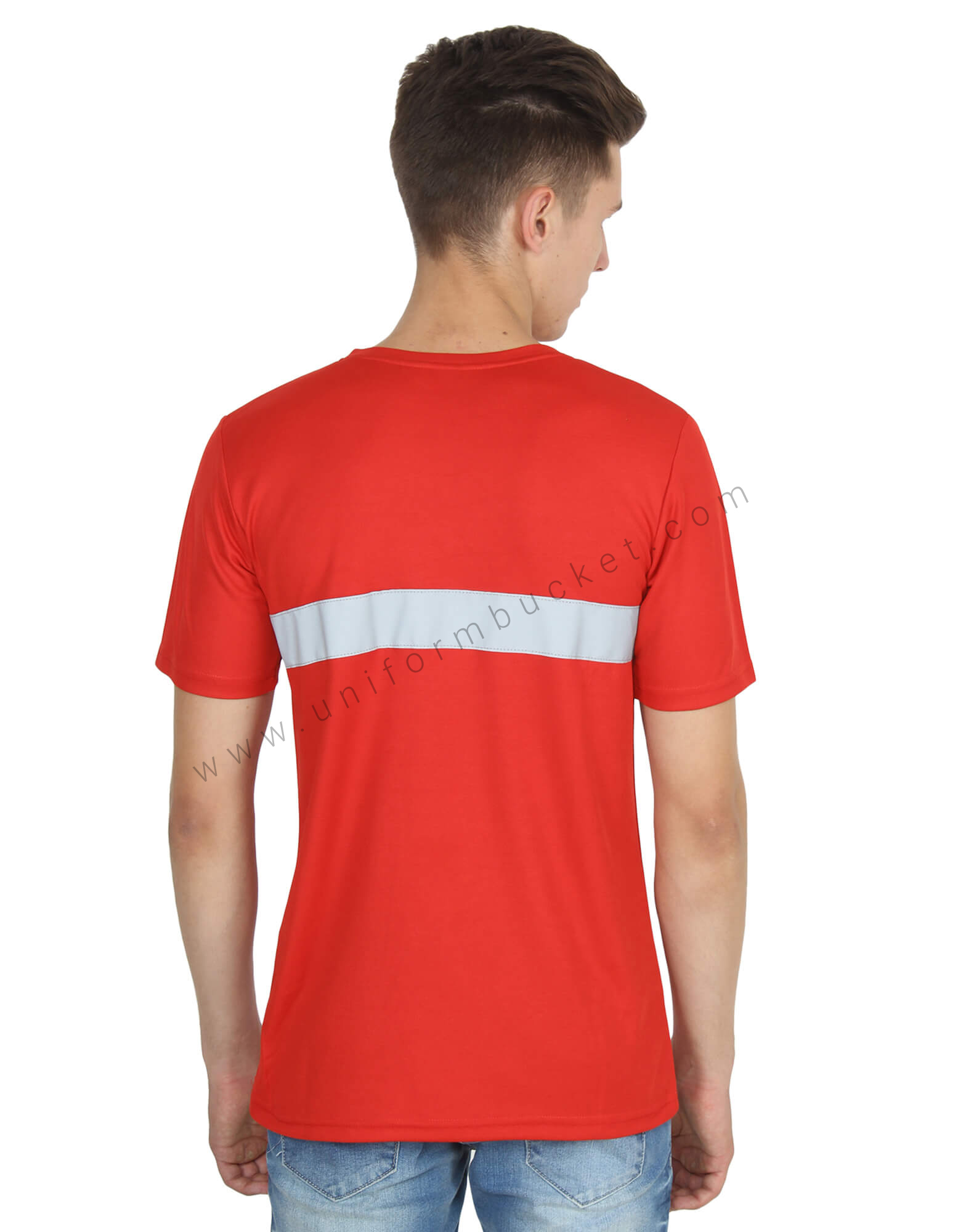 Red Round Neck Hi- Visibility T- Shirt view 3