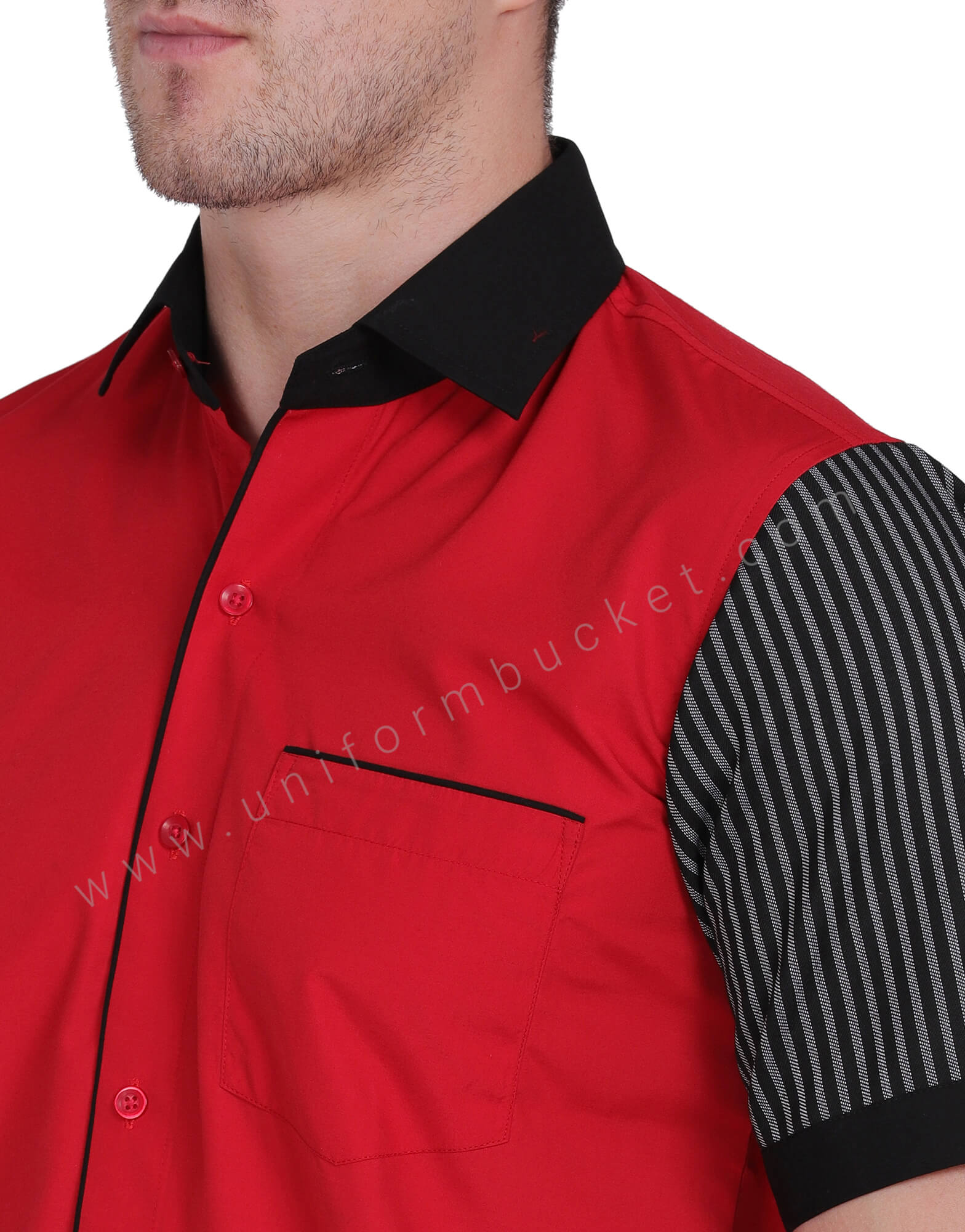 Red Shirt With  Black Stripe Half Sleeve For Male thumbnail 5