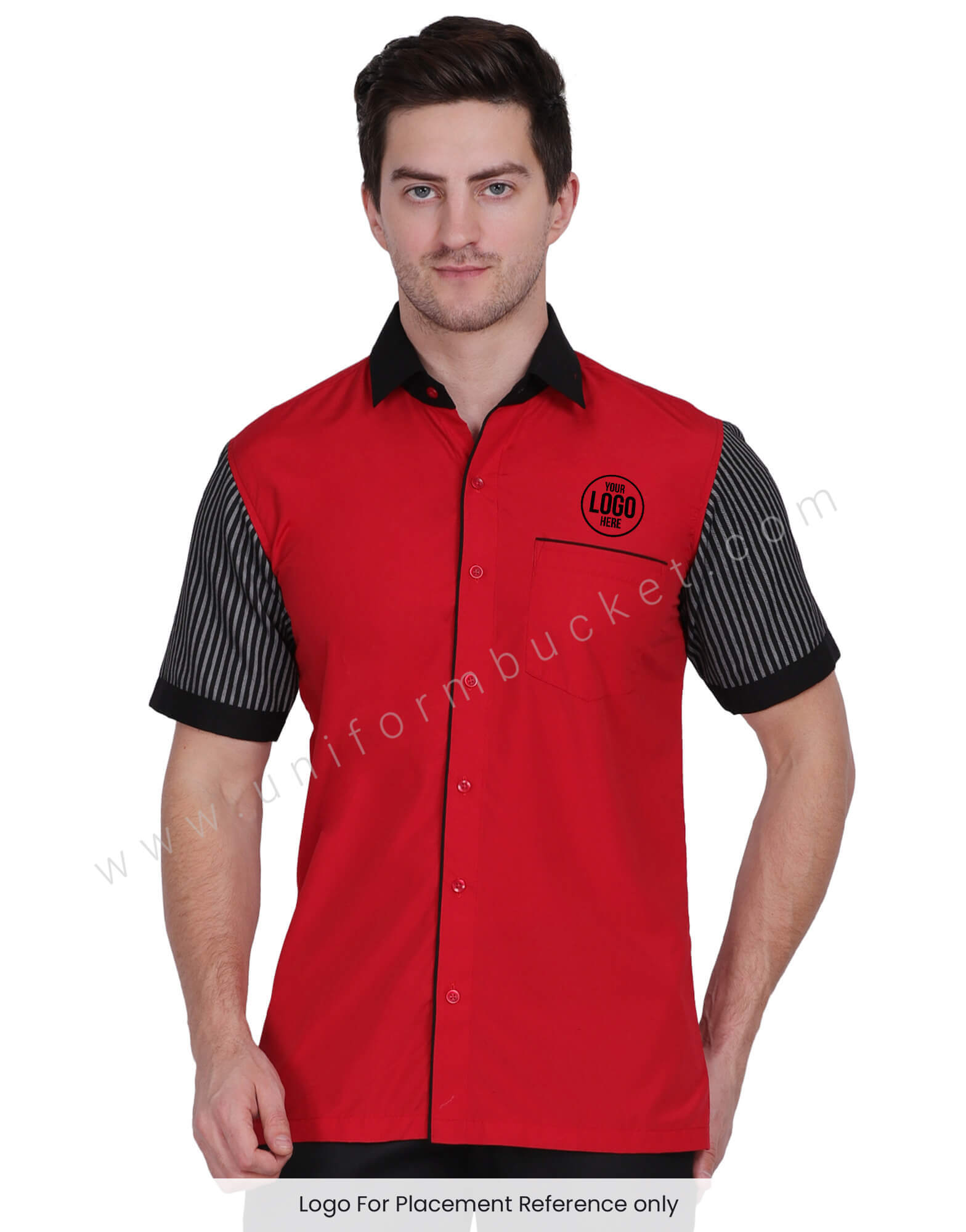 Red Shirt With  Black Stripe Half Sleeve For Male view 1