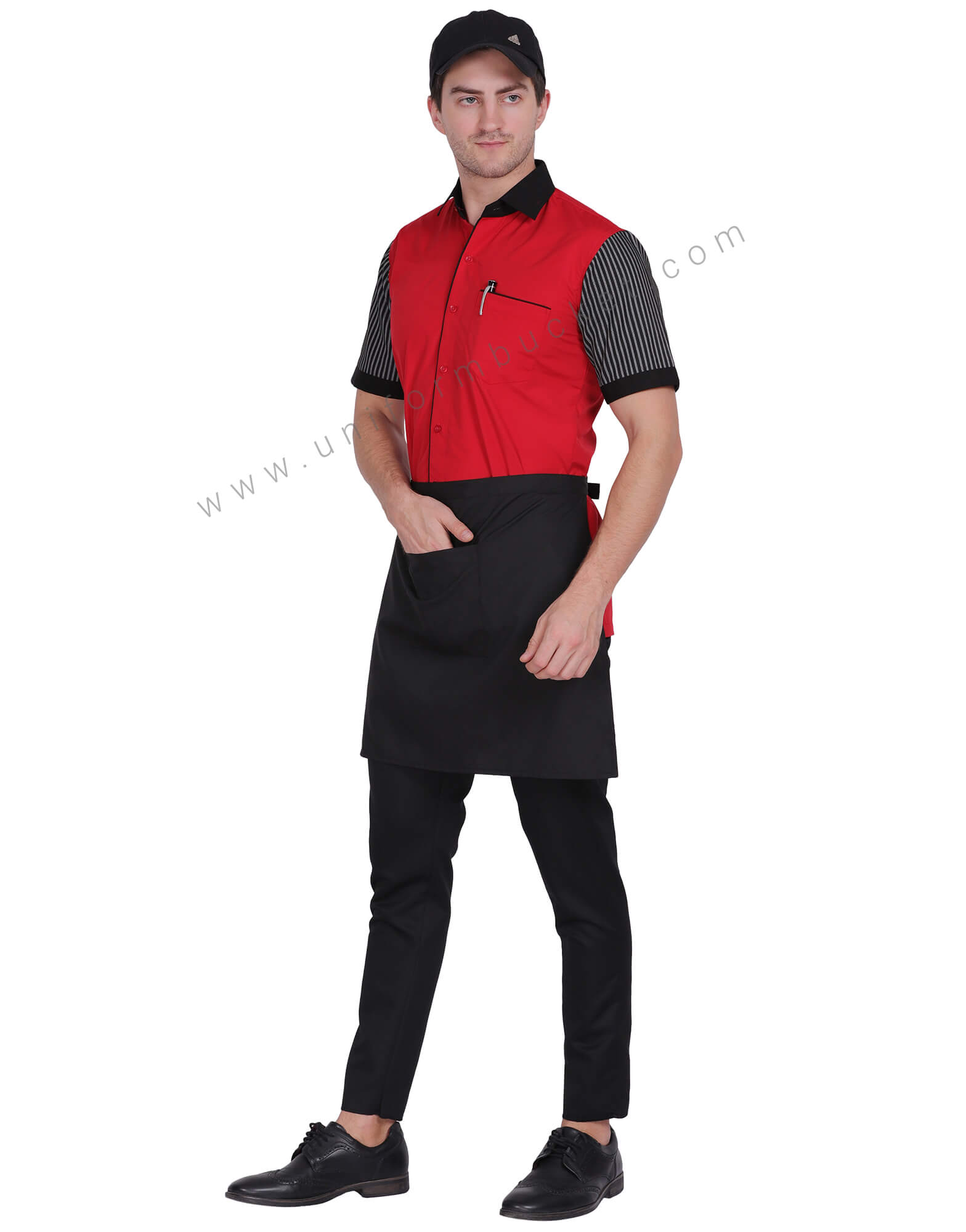 Red Shirt With  Black Stripe Half Sleeve For Male thumbnail 3