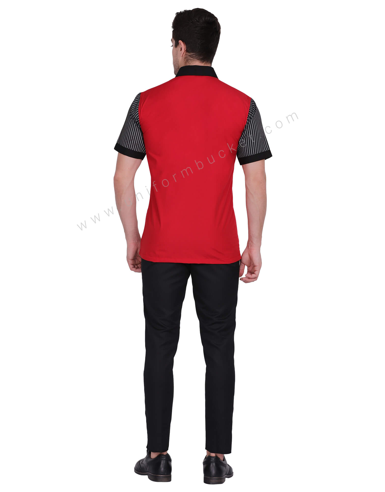 Red Shirt With  Black Stripe Half Sleeve For Male thumbnail 4