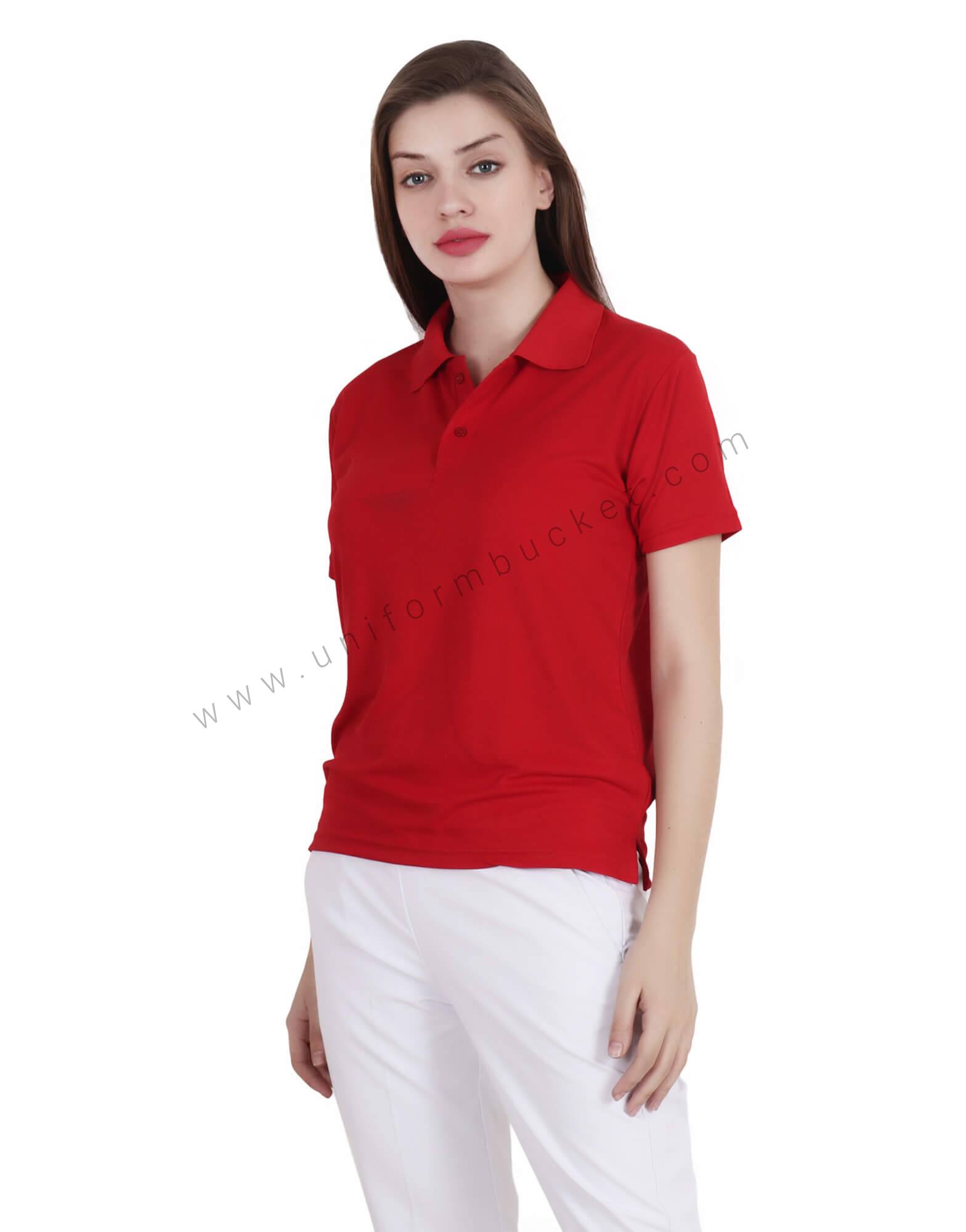 Red Uniform Polo T- Shirt view 1