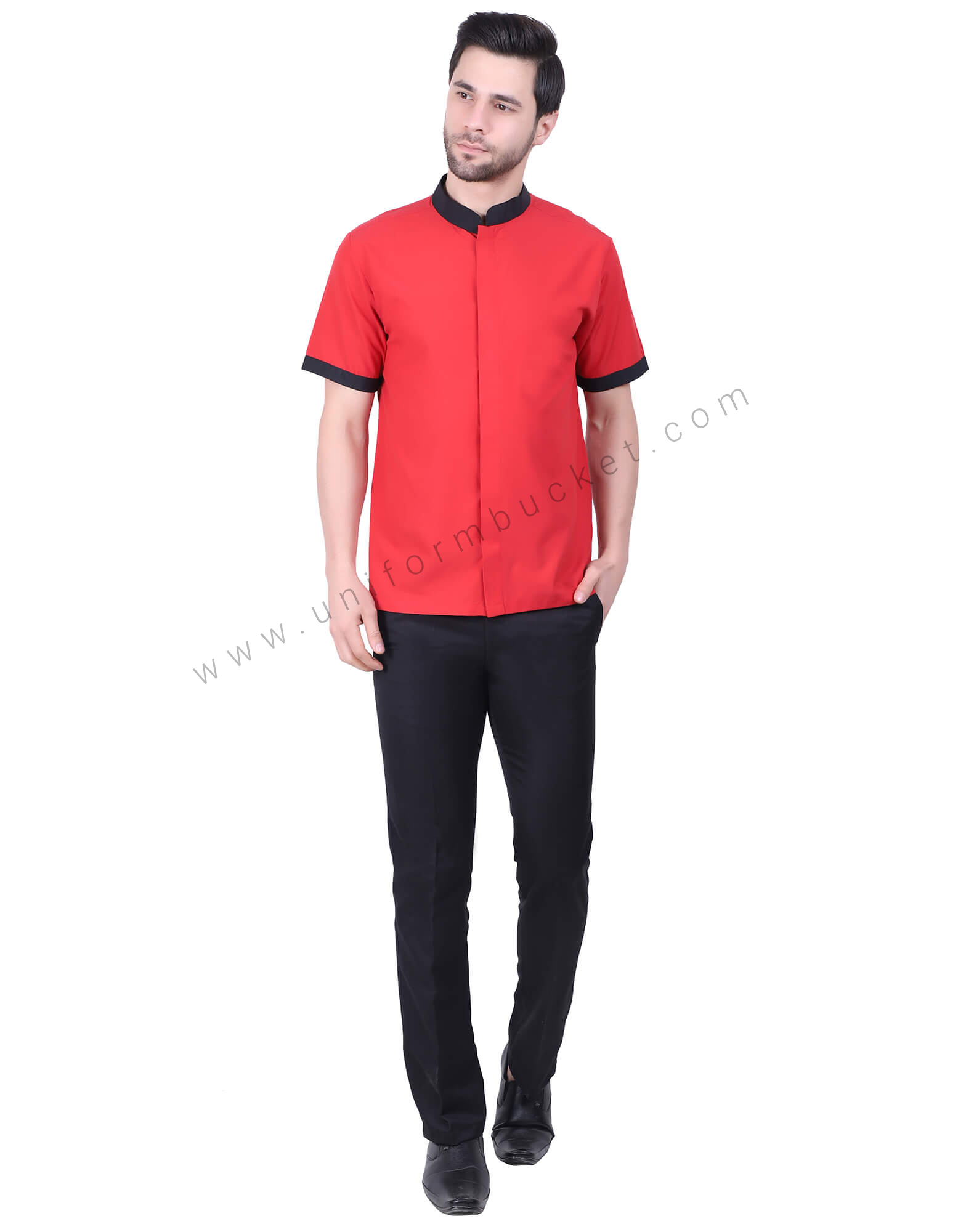 Red Uniform Shirt With Hidden Placket thumbnail 4