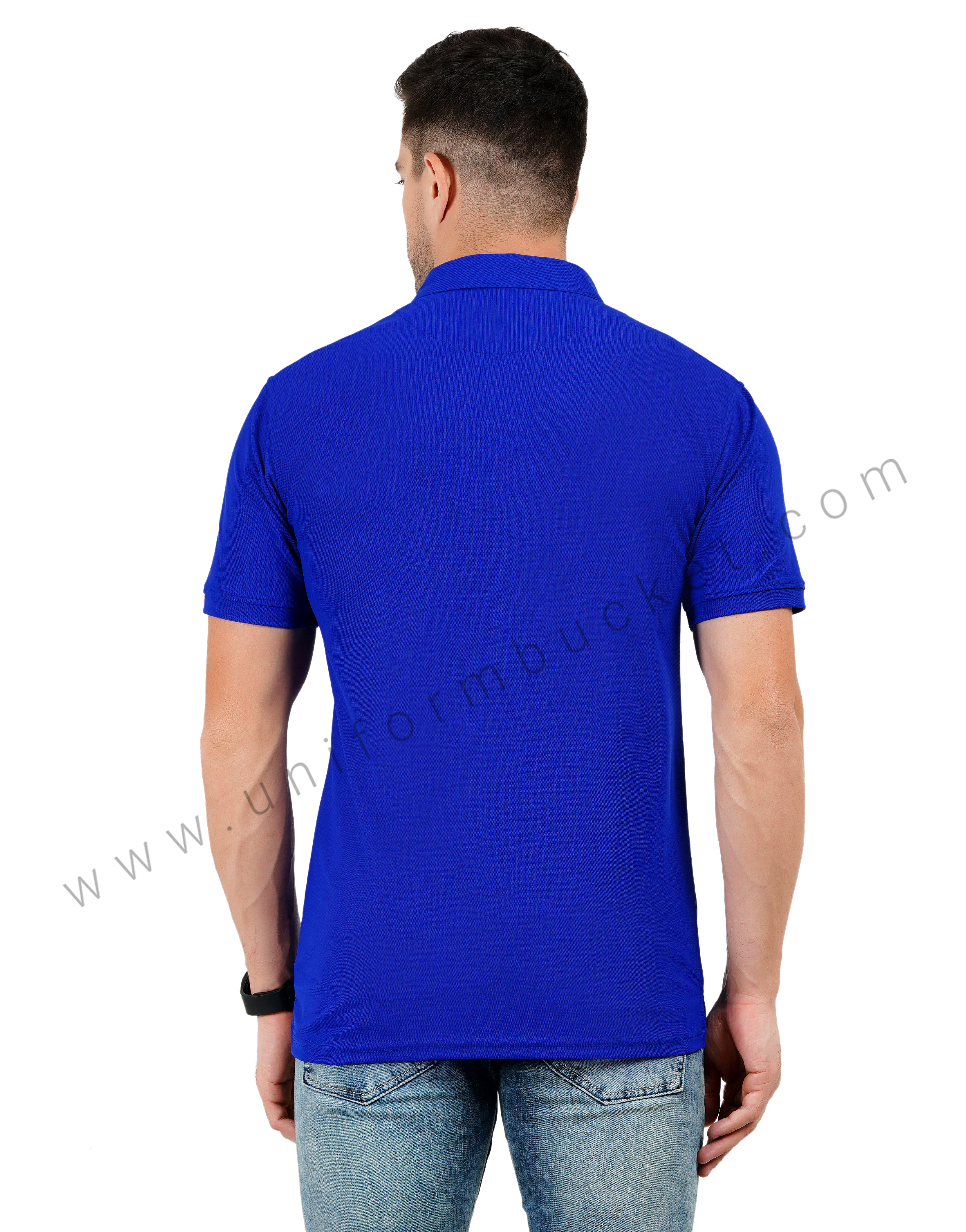 Royal Blue polo T-shirt enhanced with sleek black trim thumbnail 4