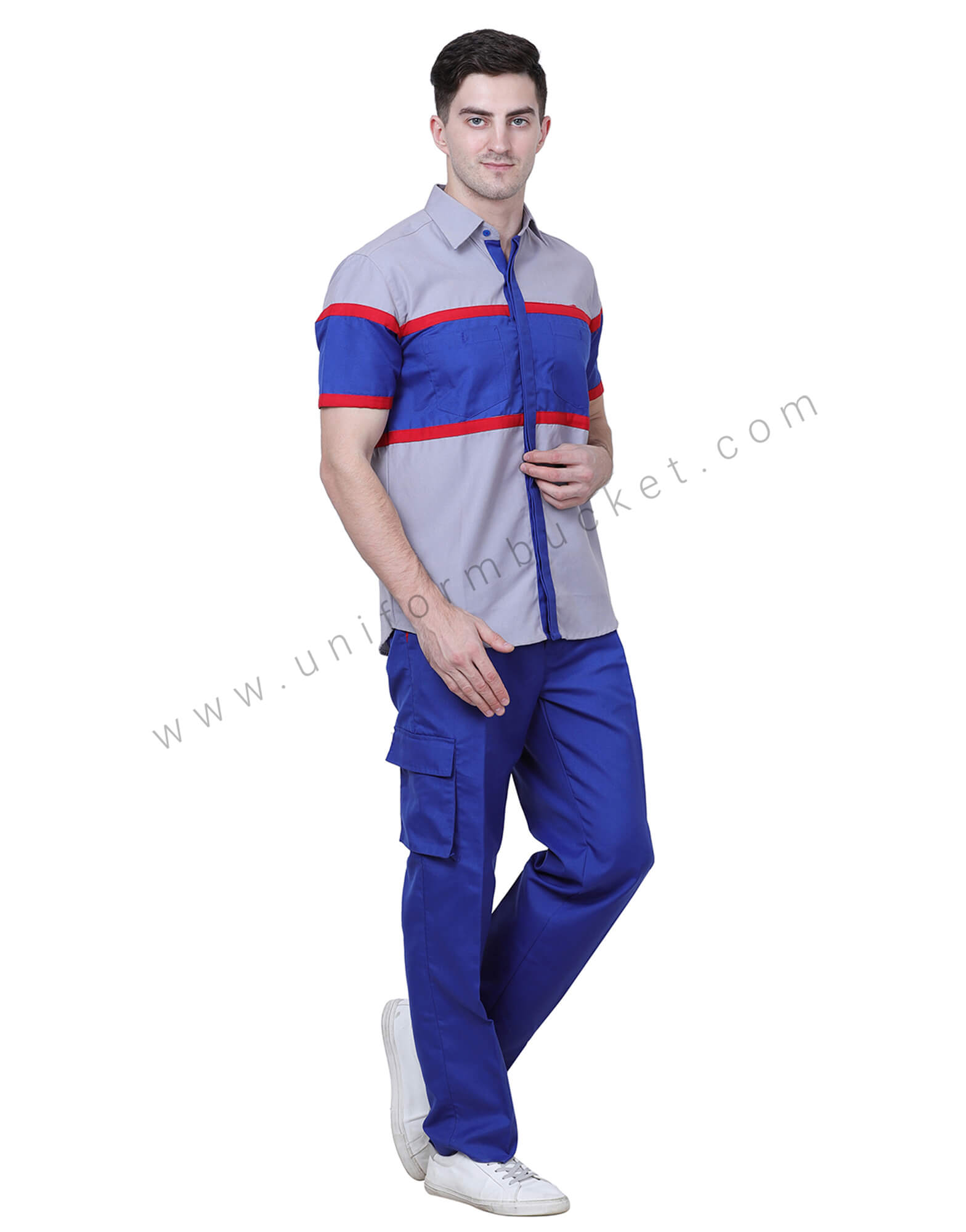 Royal Blue Trousers With Functional Pockets thumbnail 3