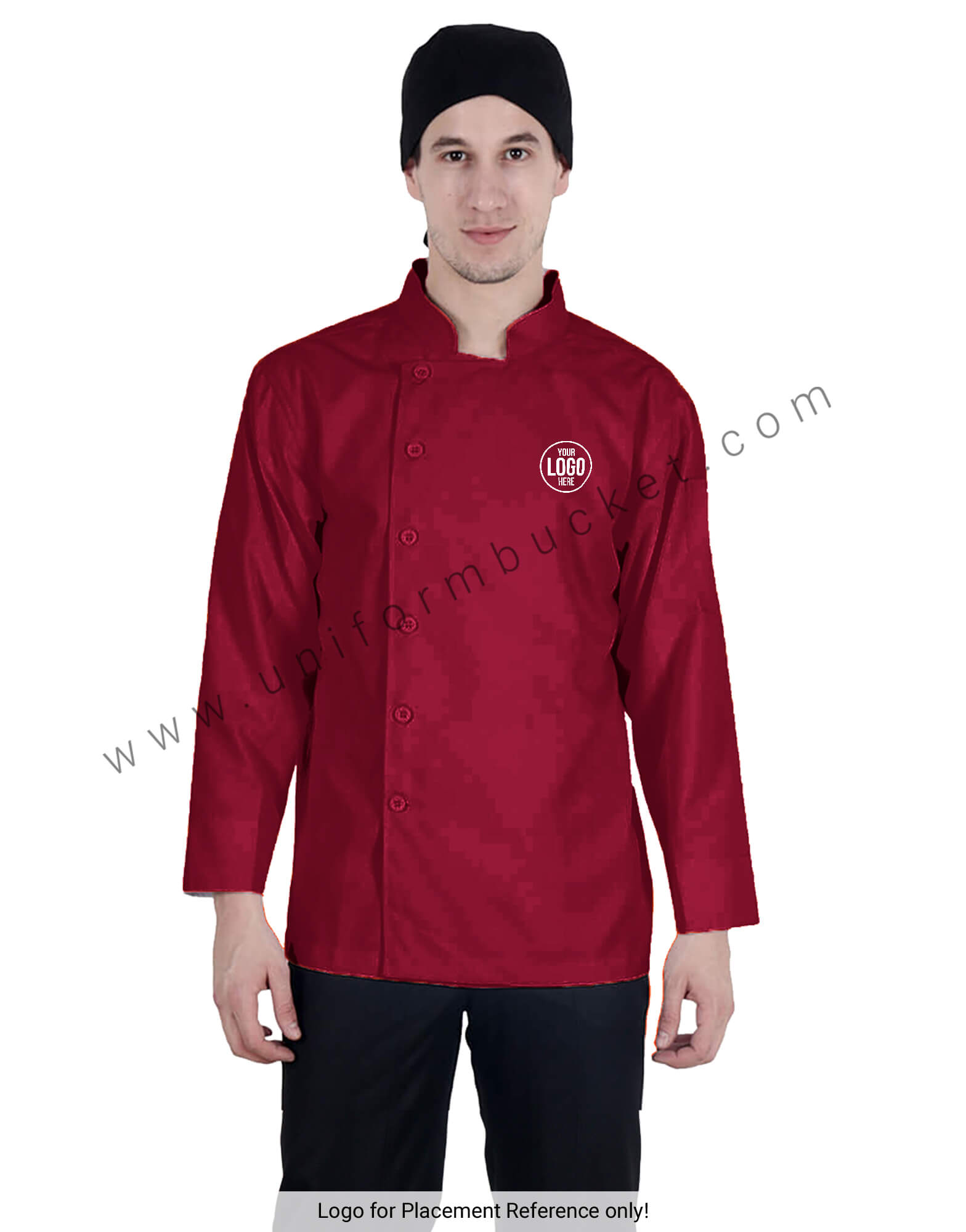 Side Opening Maroon Chef Coat view 1