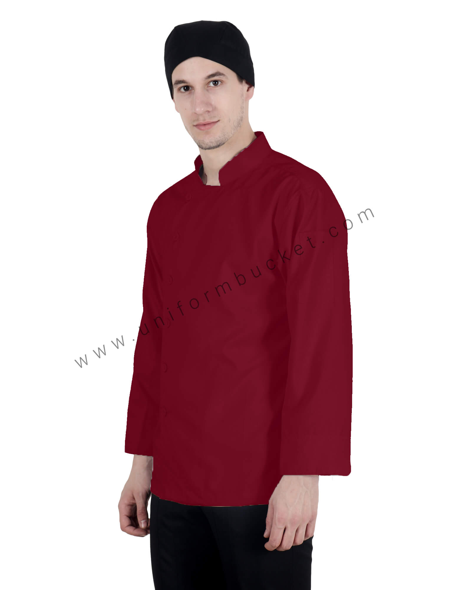 Side Opening Maroon Chef Coat thumbnail 2