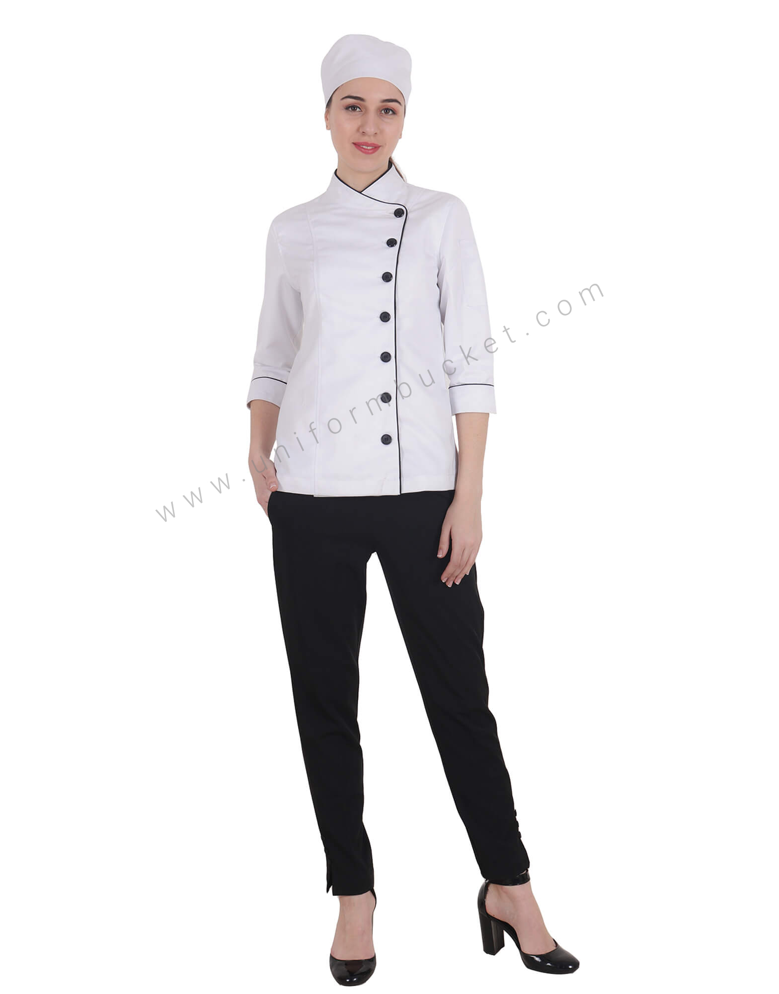 Single Breasted Chef Coat For Women thumbnail 3