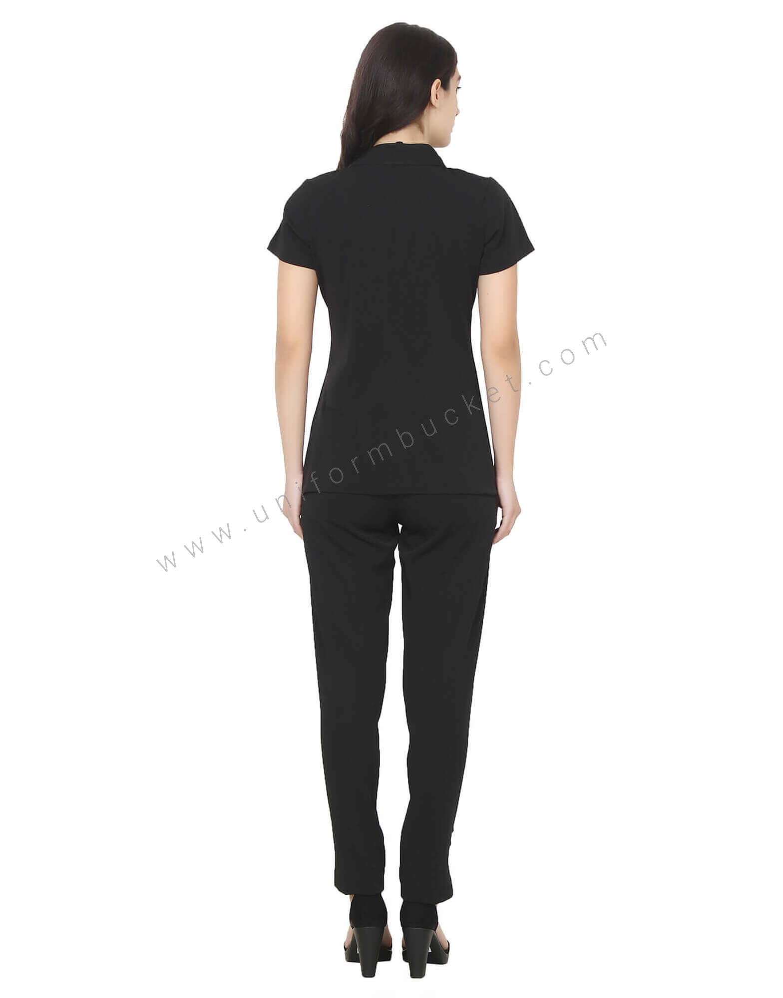 Single Button Black Tunic With Grey Trim thumbnail 6