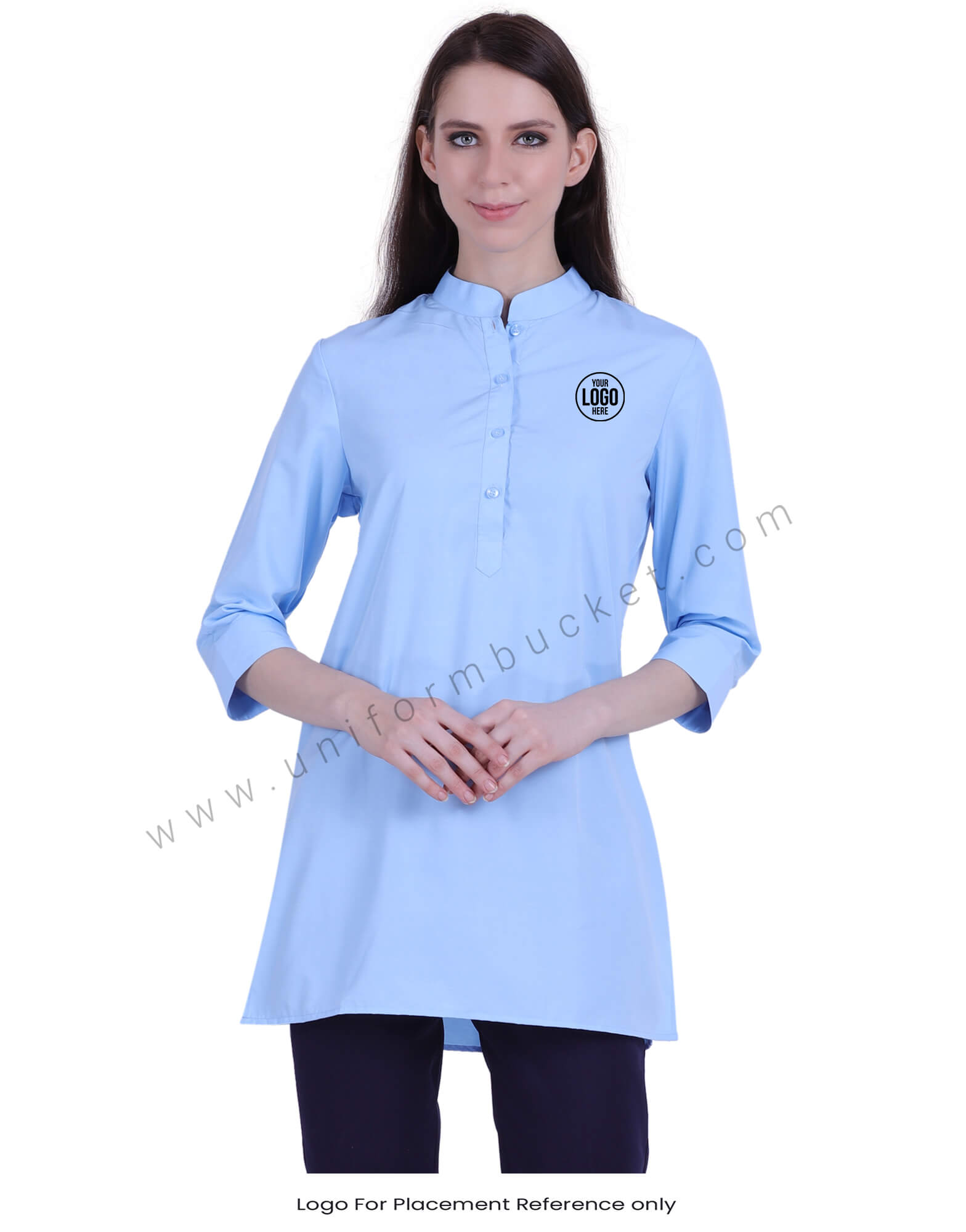 Sky Blue Ban Collar Kurta view 1
