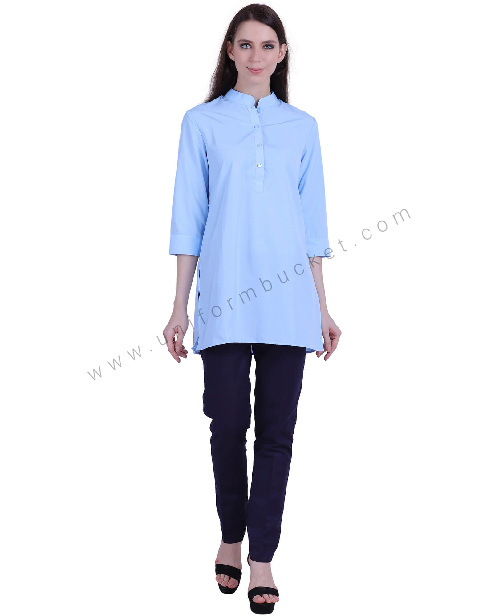 Sky Blue Ban Collar Kurta thumbnail 2