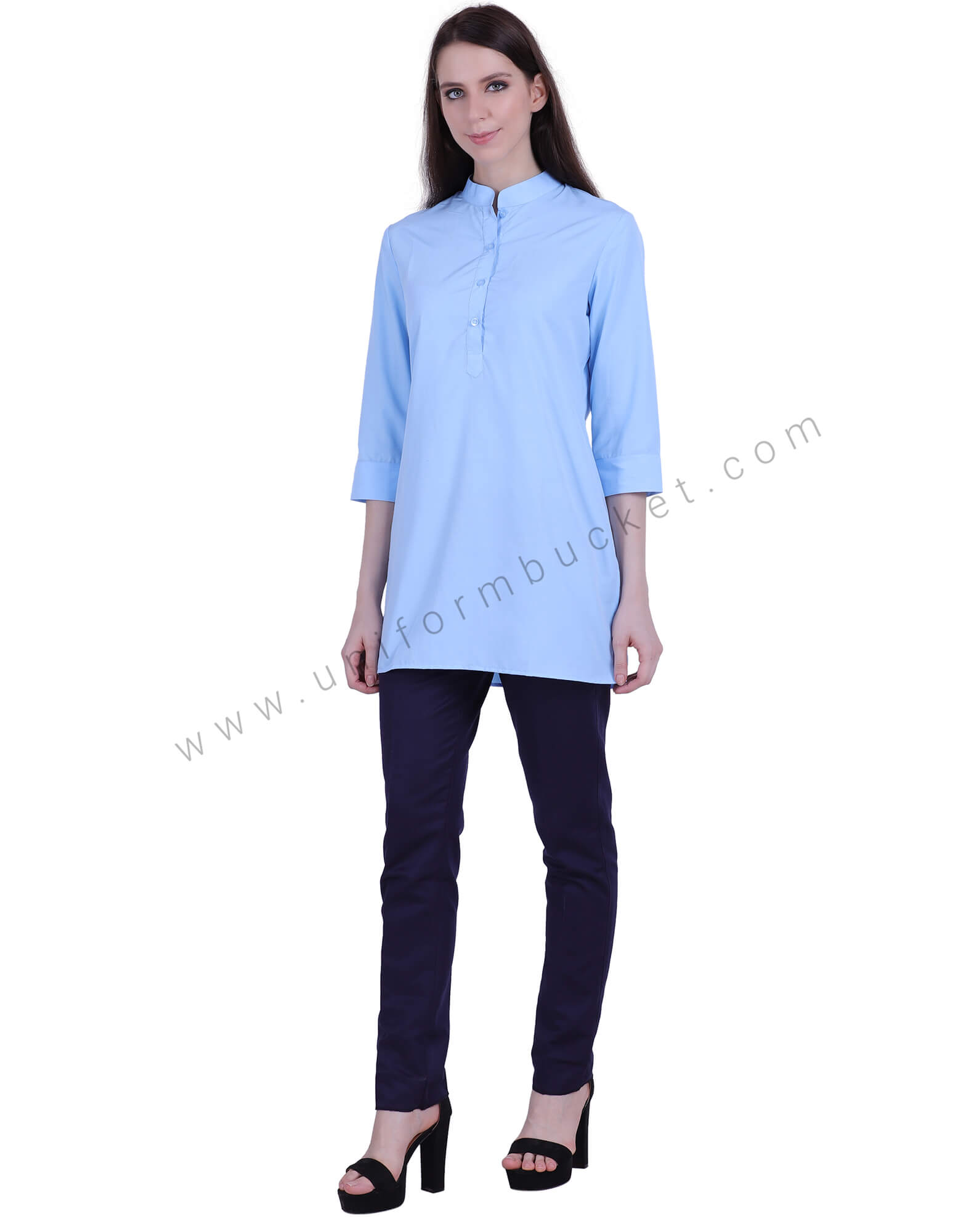 Sky Blue Ban Collar Kurta thumbnail 3