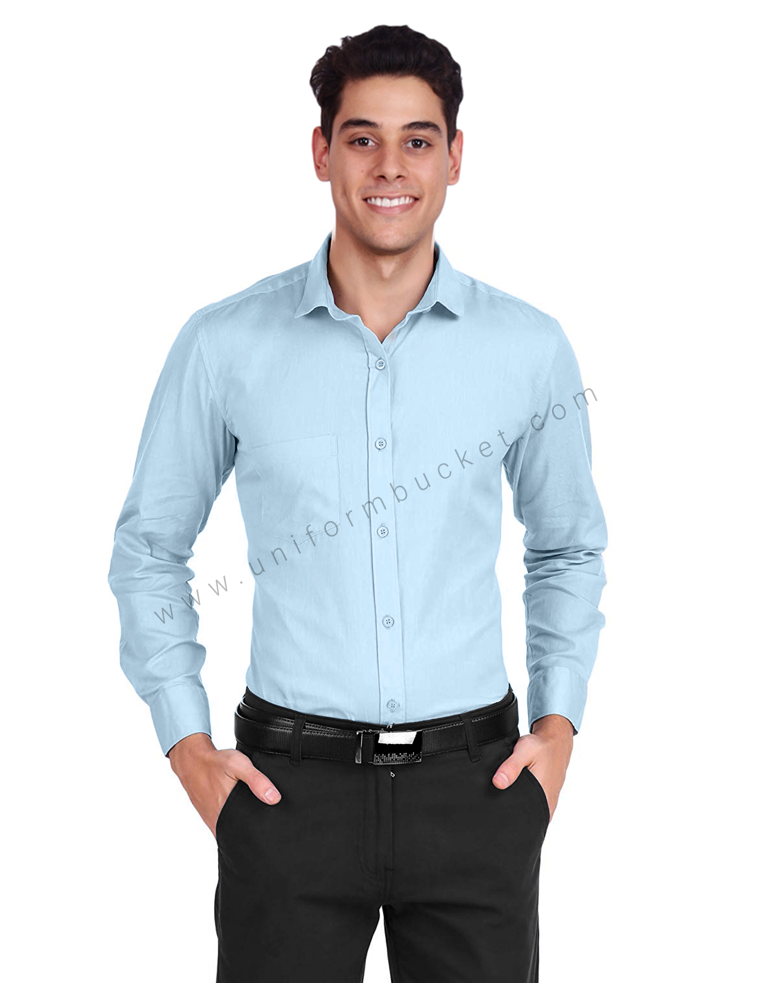 Sky Blue Formal Shirt For Men thumbnail 2