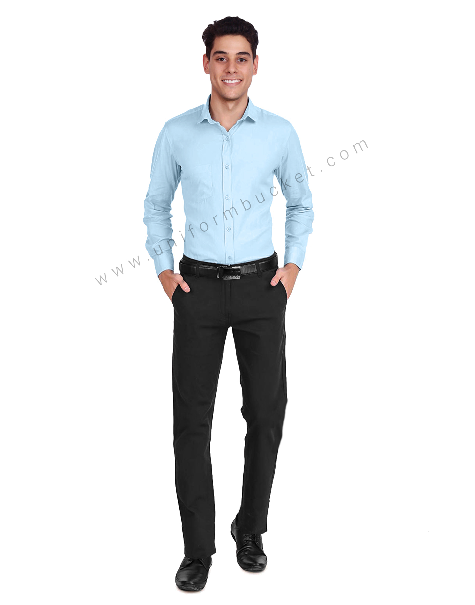Sky Blue Formal Shirt For Men view 1