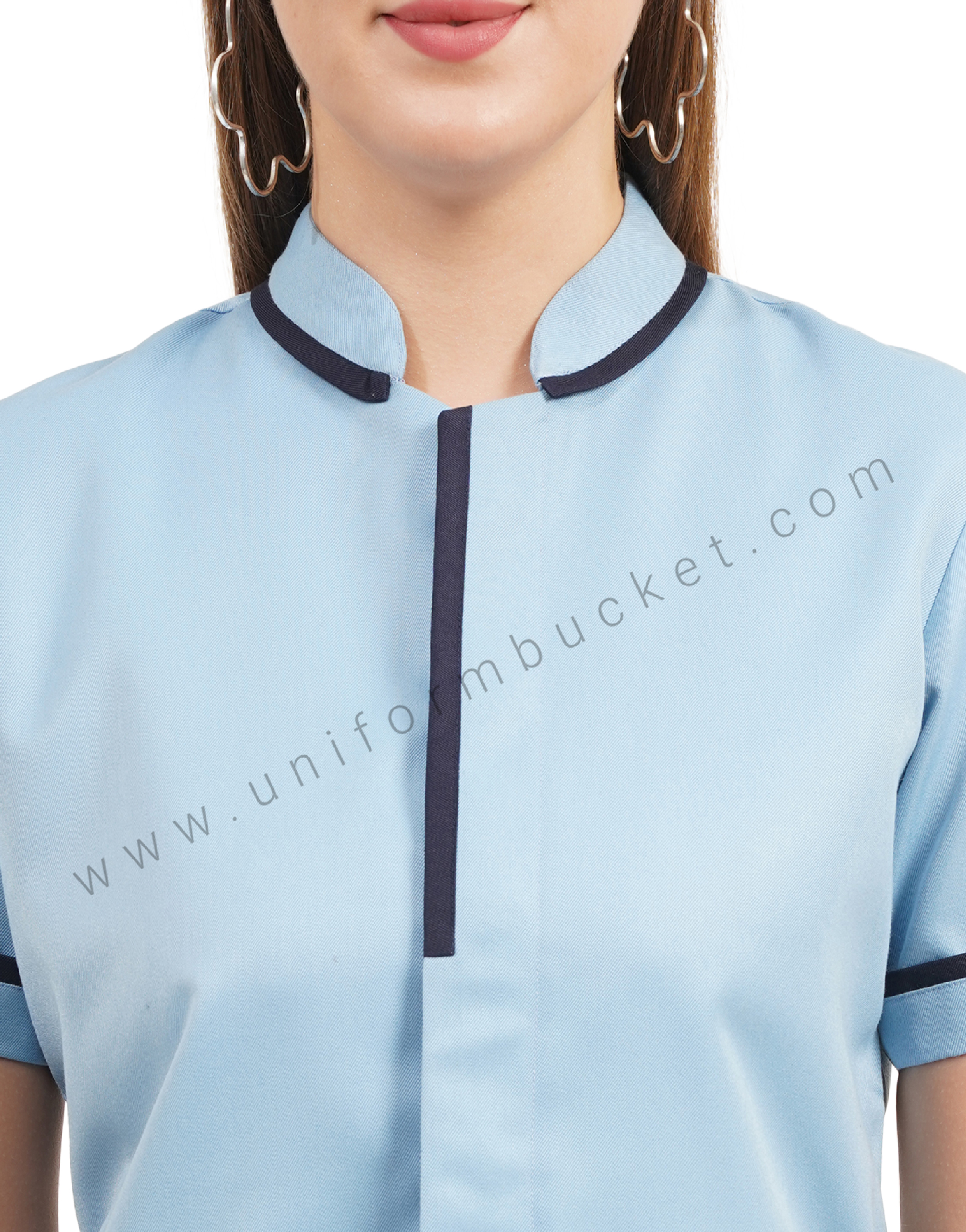 Sky Blue Tunic with Navy Blue Trim thumbnail 3