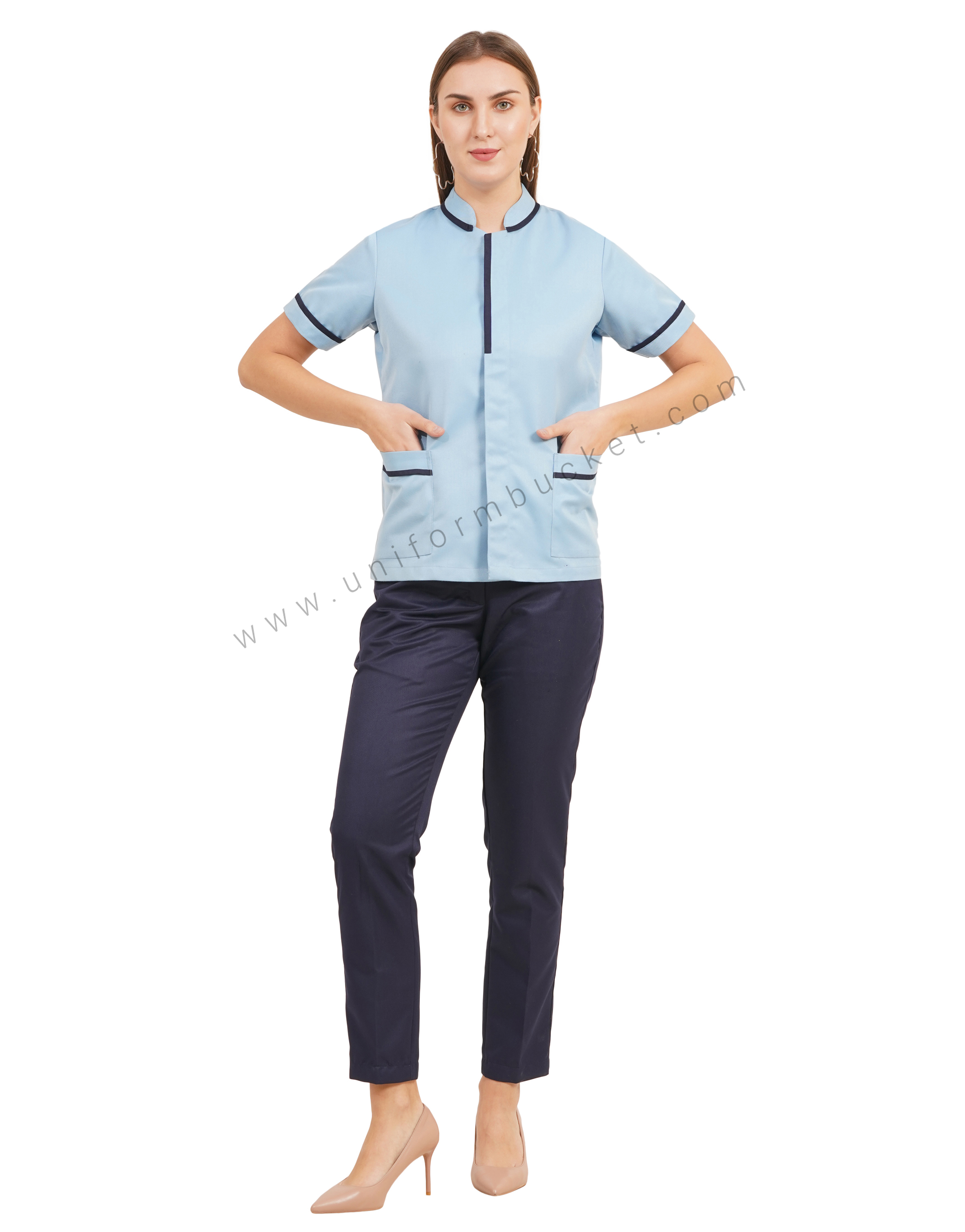 Sky Blue Tunic with Navy Blue Trim thumbnail 5