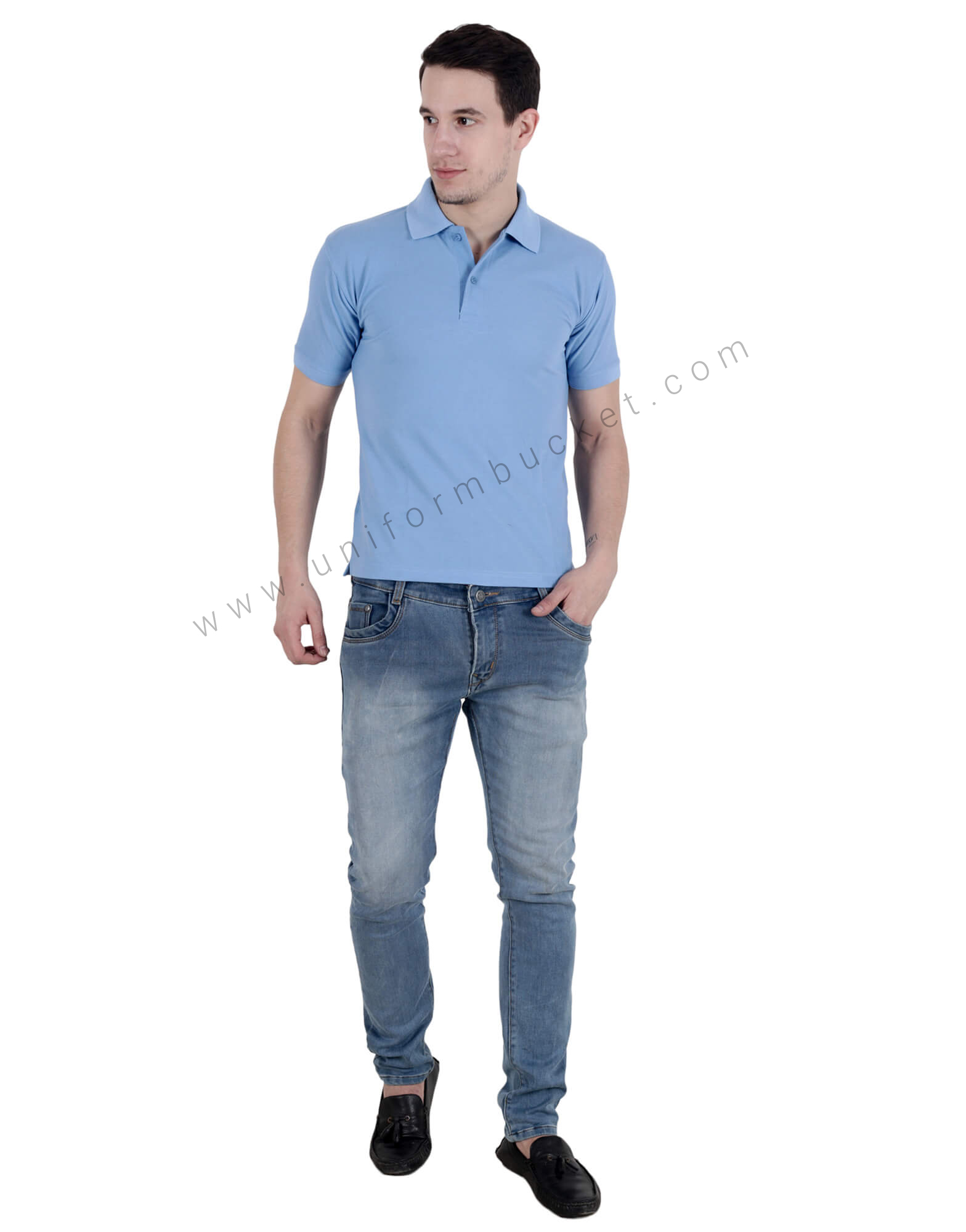 Sky Blue Uniform Polo T- Shirt thumbnail 3