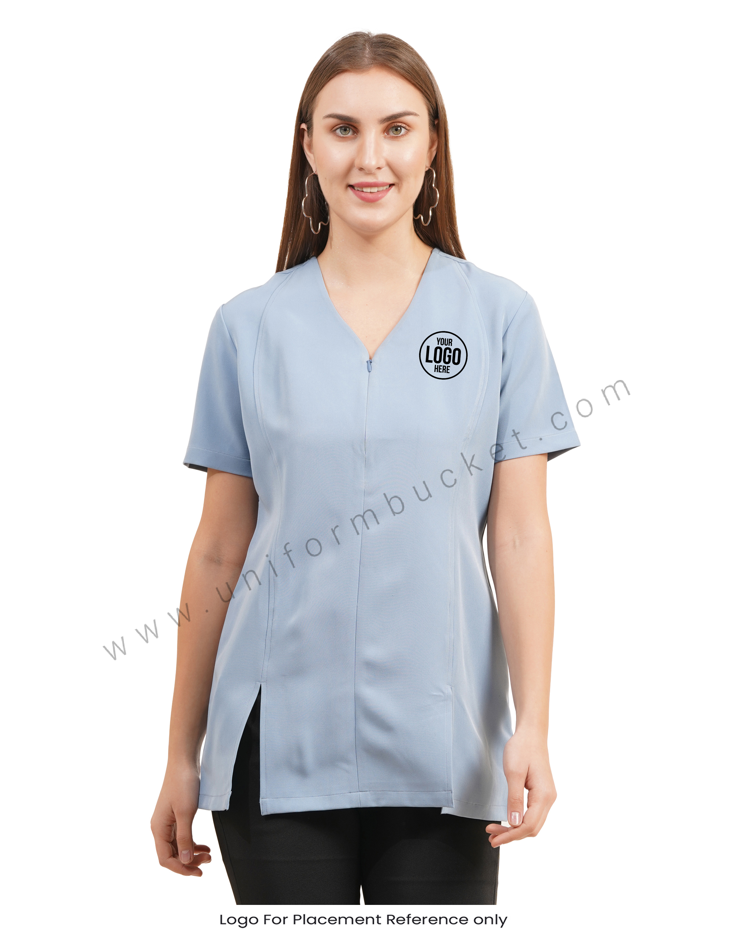 Sky Blue Zip - Front Slit Tunic view 1