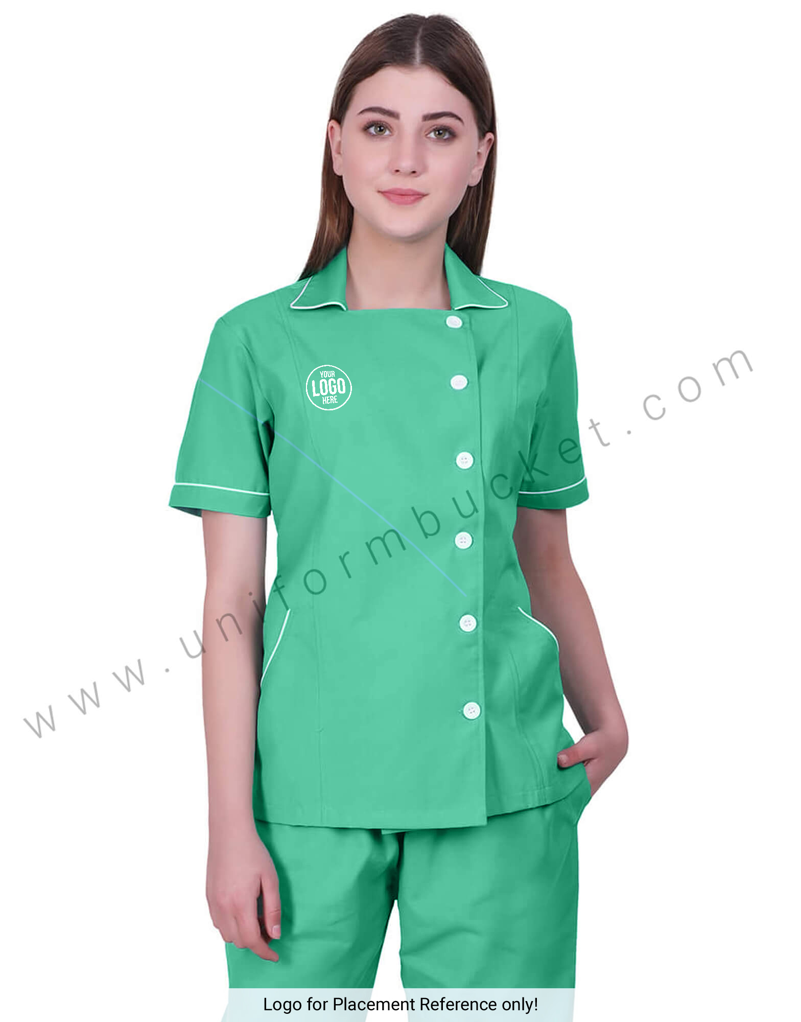 Square Neck Side Button Sea Green view 1