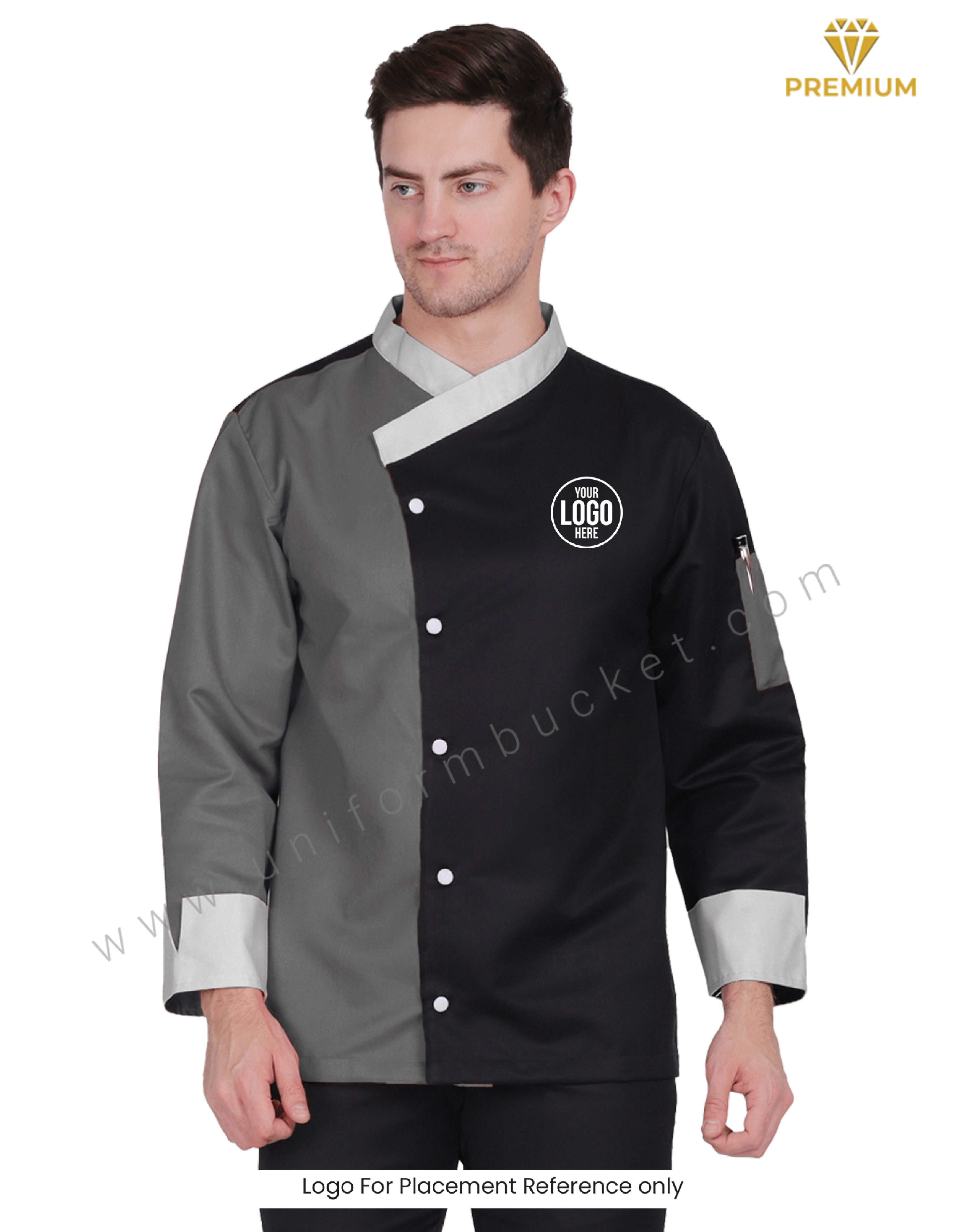 Stylish  Band Collar  Male Chef Coat thumbnail 4