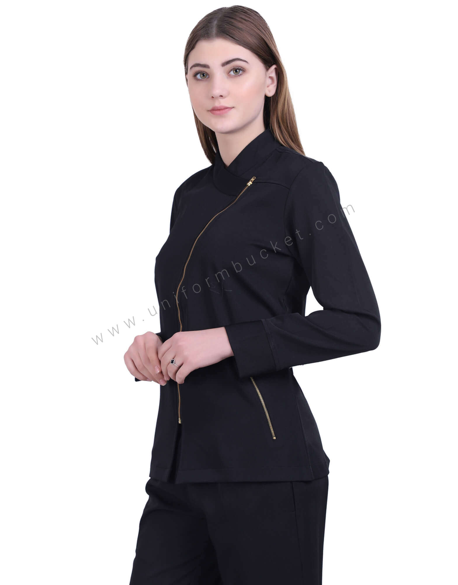 Side Zipper Stylish Black Top thumbnail 2