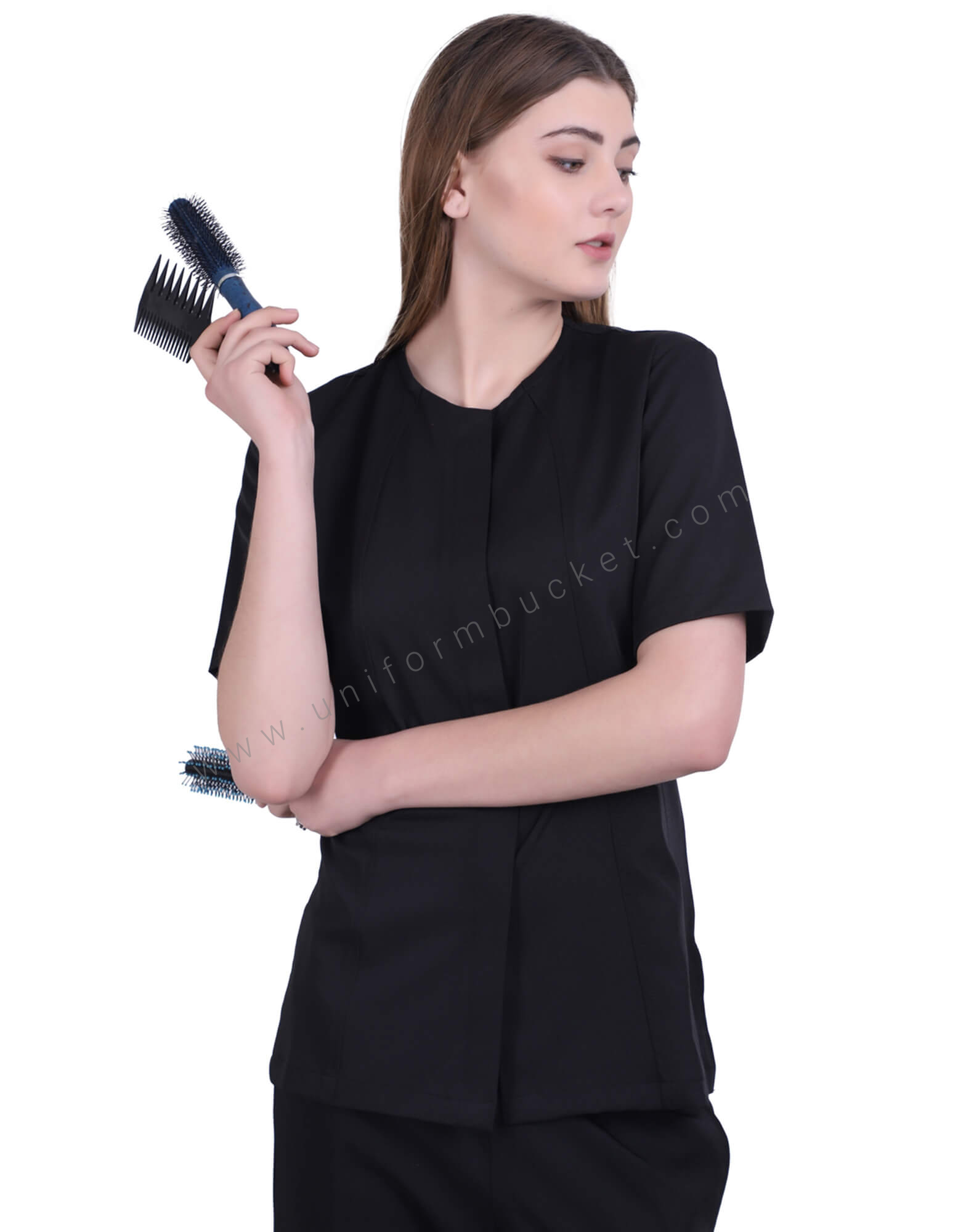 Classic Black Tunic With Hidden Placket view 1