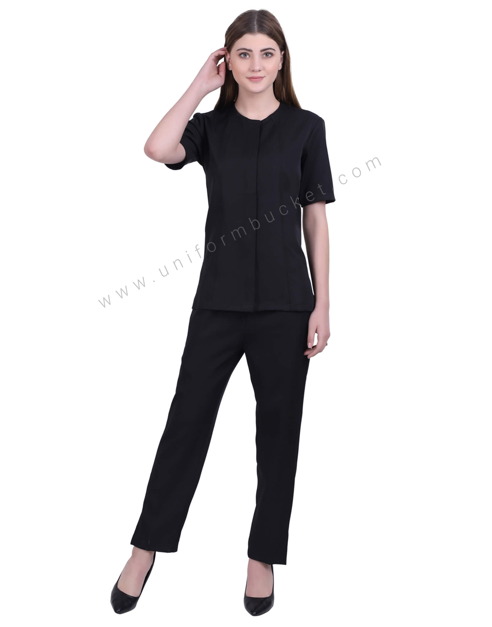 Classic Black Tunic With Hidden Placket thumbnail 3